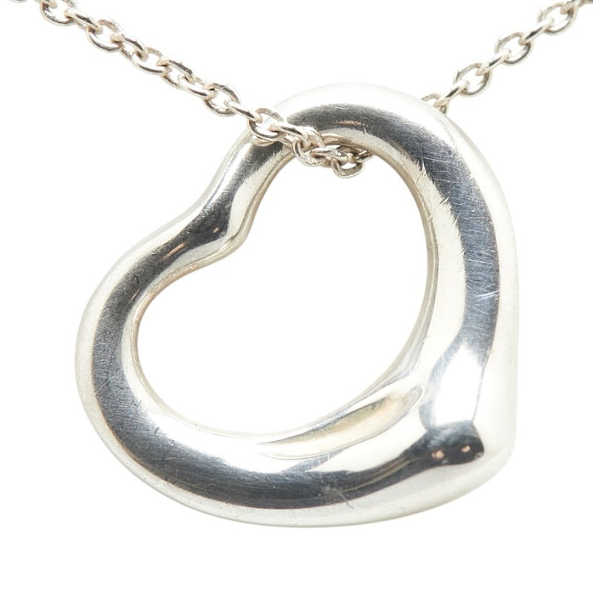 Open Heart Pendant Necklace Sterling Silver 14.5mm