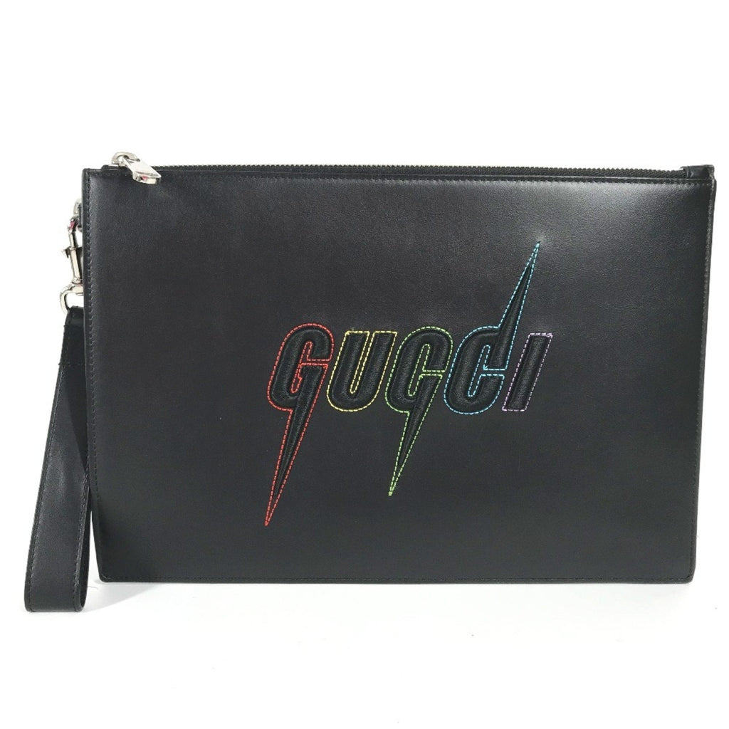 Blade Logo Wristlet Pouch Embroidered Leather