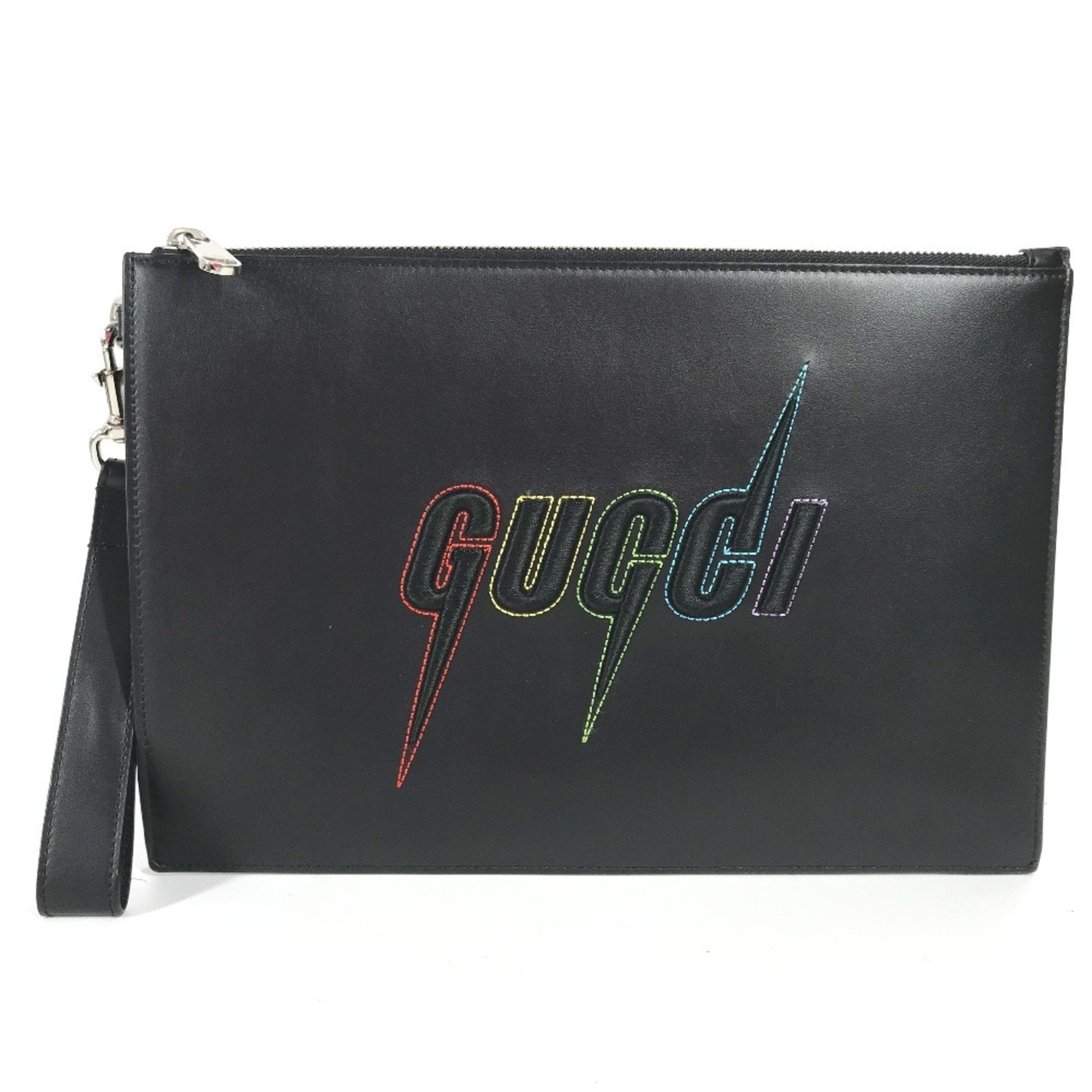 Blade Logo Wristlet Pouch Embroidered Leather