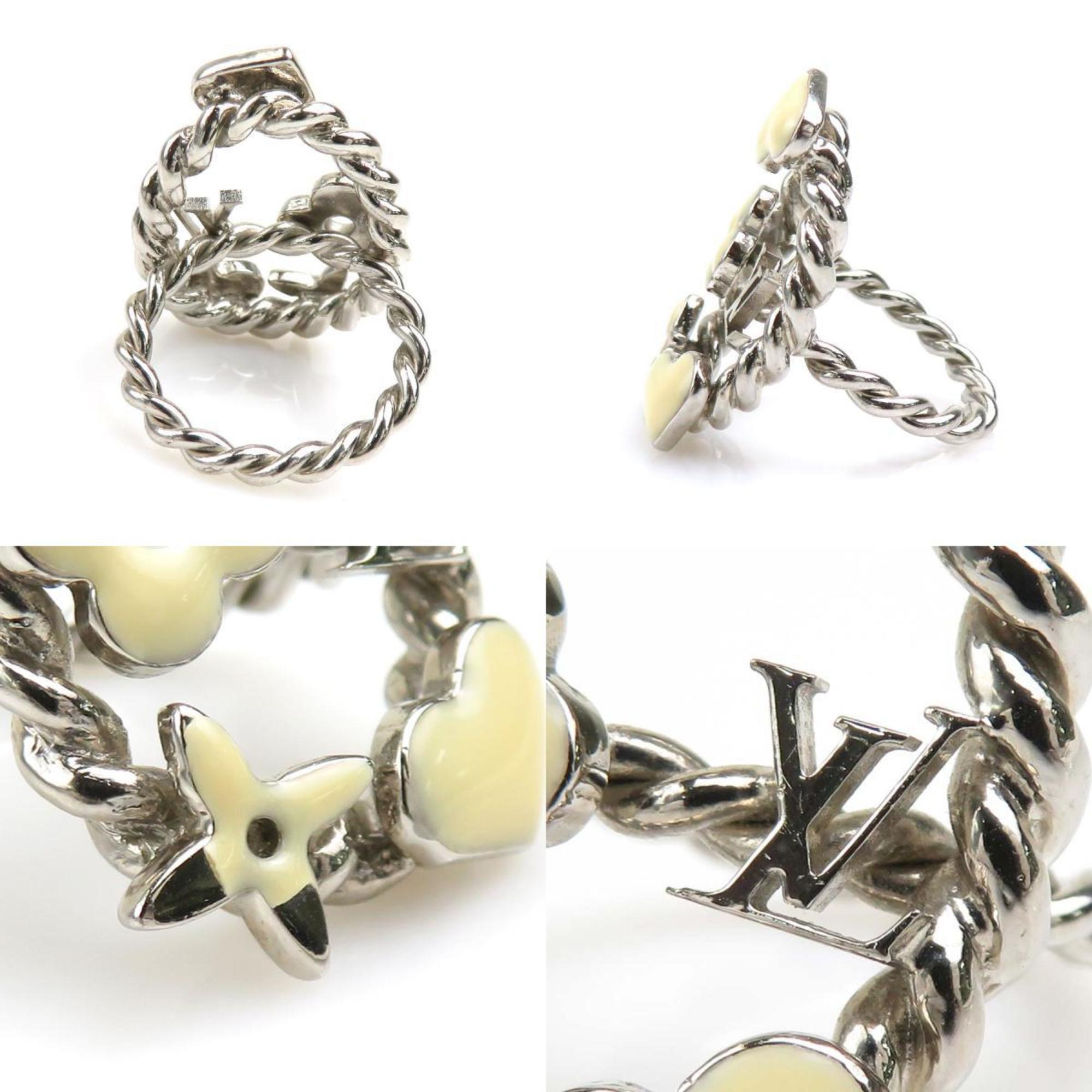 Sweet Monogram Ring Enamel and Metal Off-White Silver