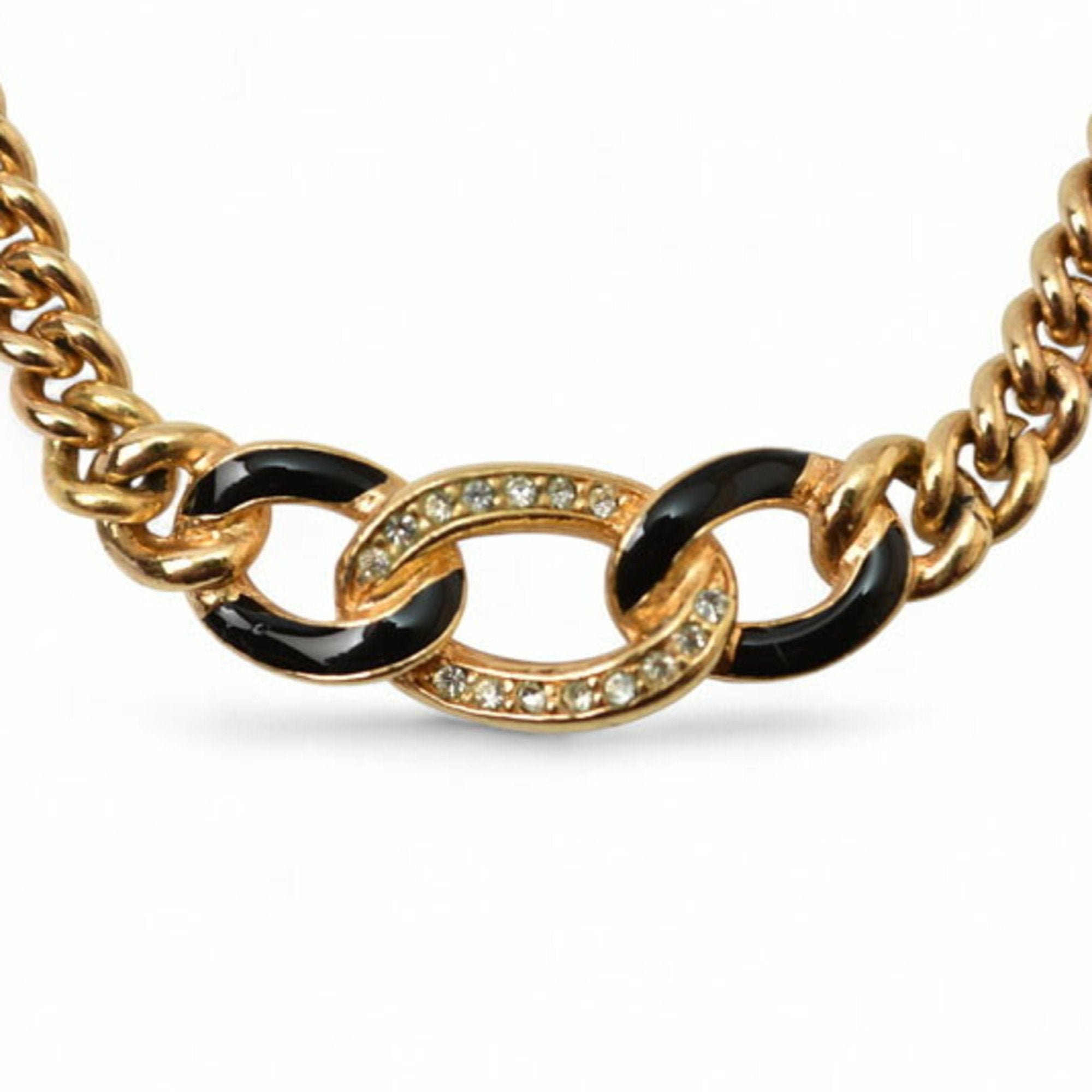 Pendant Necklace Gold With Rhinestones