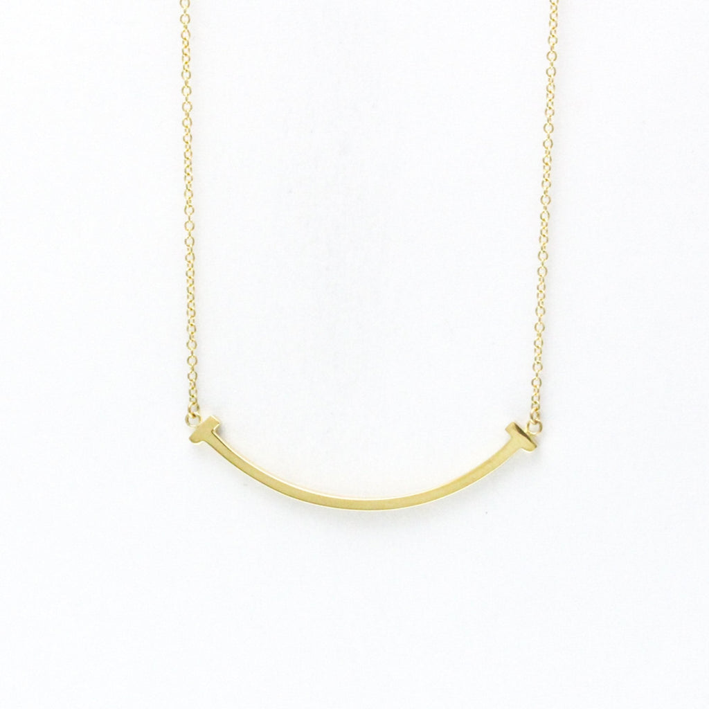 T Smile Pendant Necklace 18K Yellow Gold