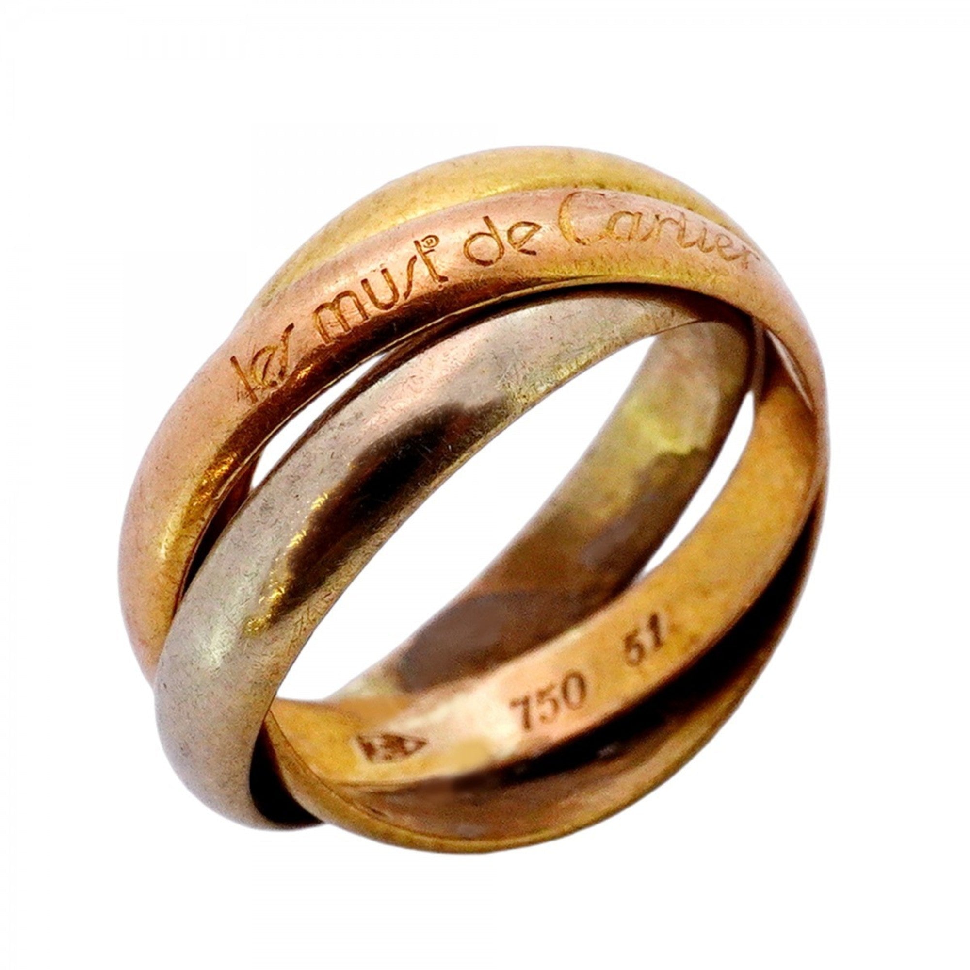 Vendome Louis Cartier Band Ring 18K Tricolor Gold