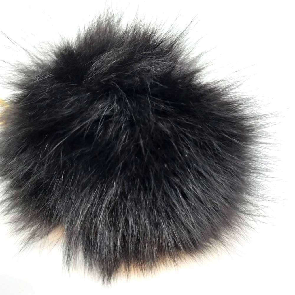 Fuzzy Bubble Fur Bag Charm Black Handbag Charm