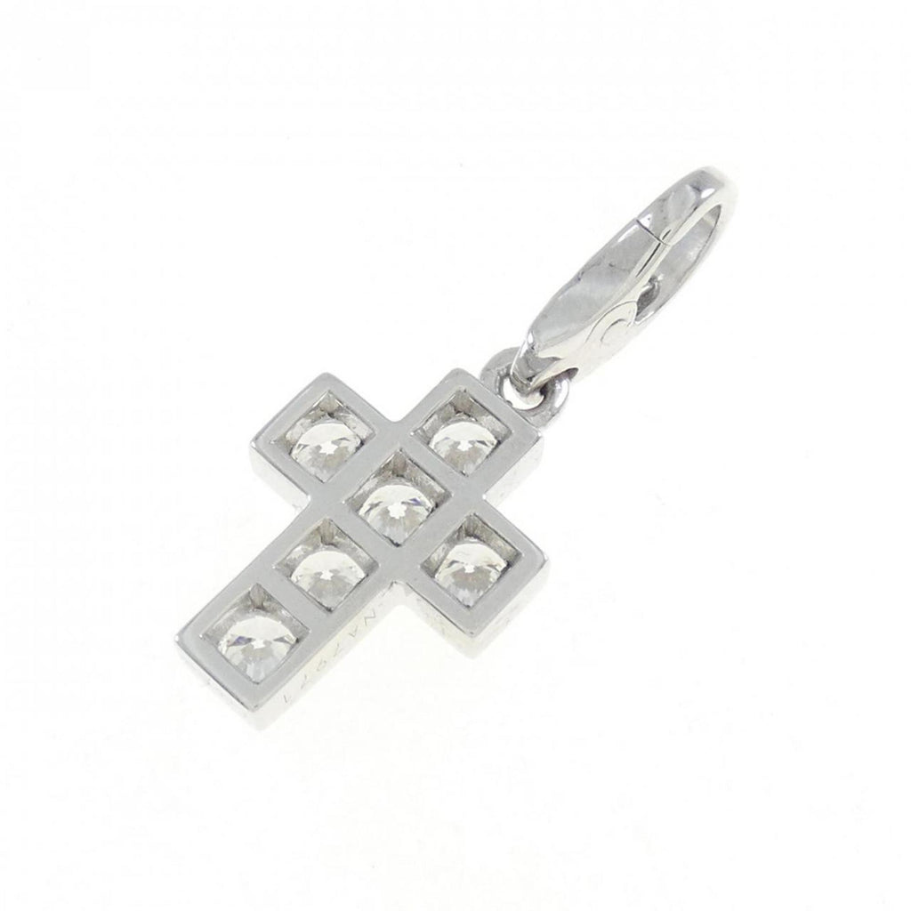 Cross Pendant Necklace 18K White Gold Medium with Diamond