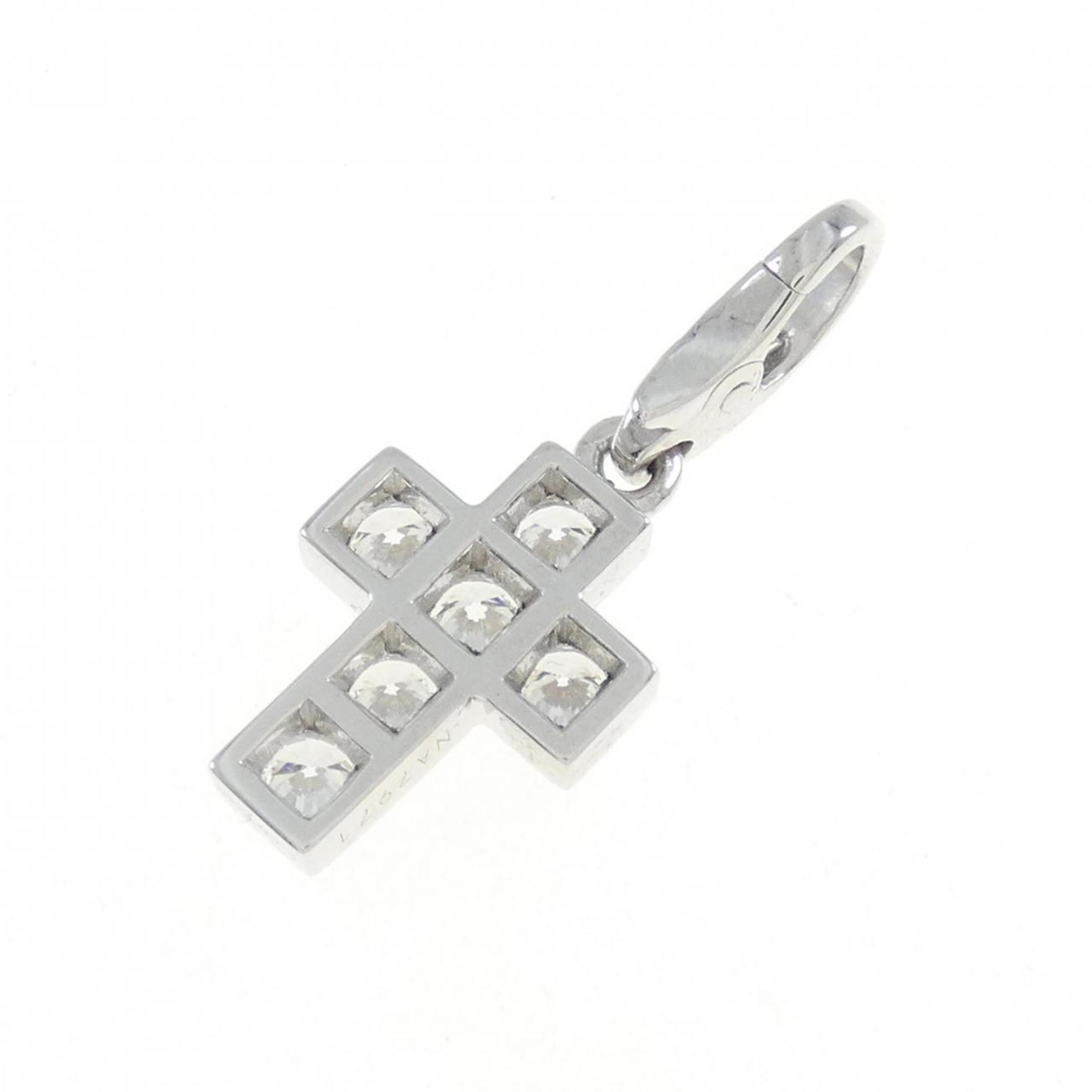 Cross Pendant Necklace 18K White Gold Medium with Diamond