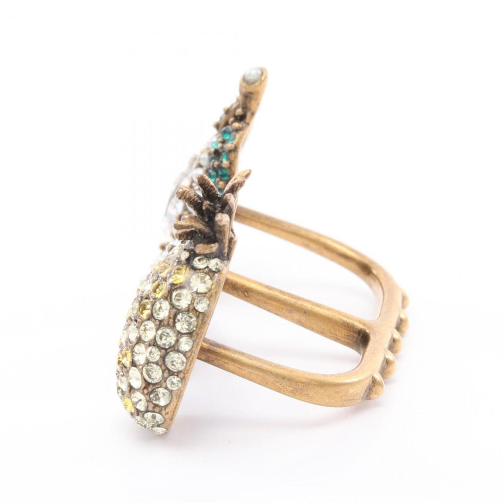 Ring Gold with Artificial Pearl and Rhinestone