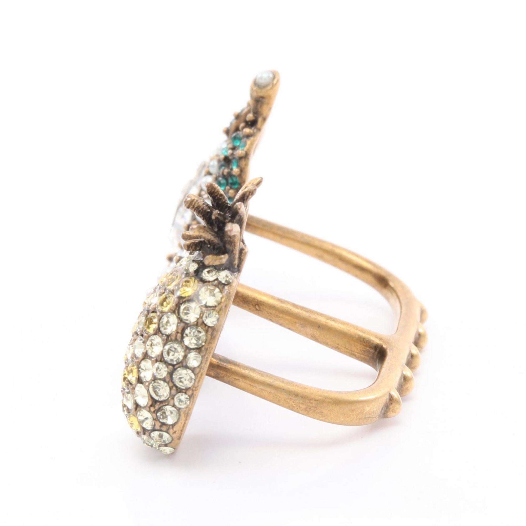 Ring Gold with Artificial Pearl and Rhinestone