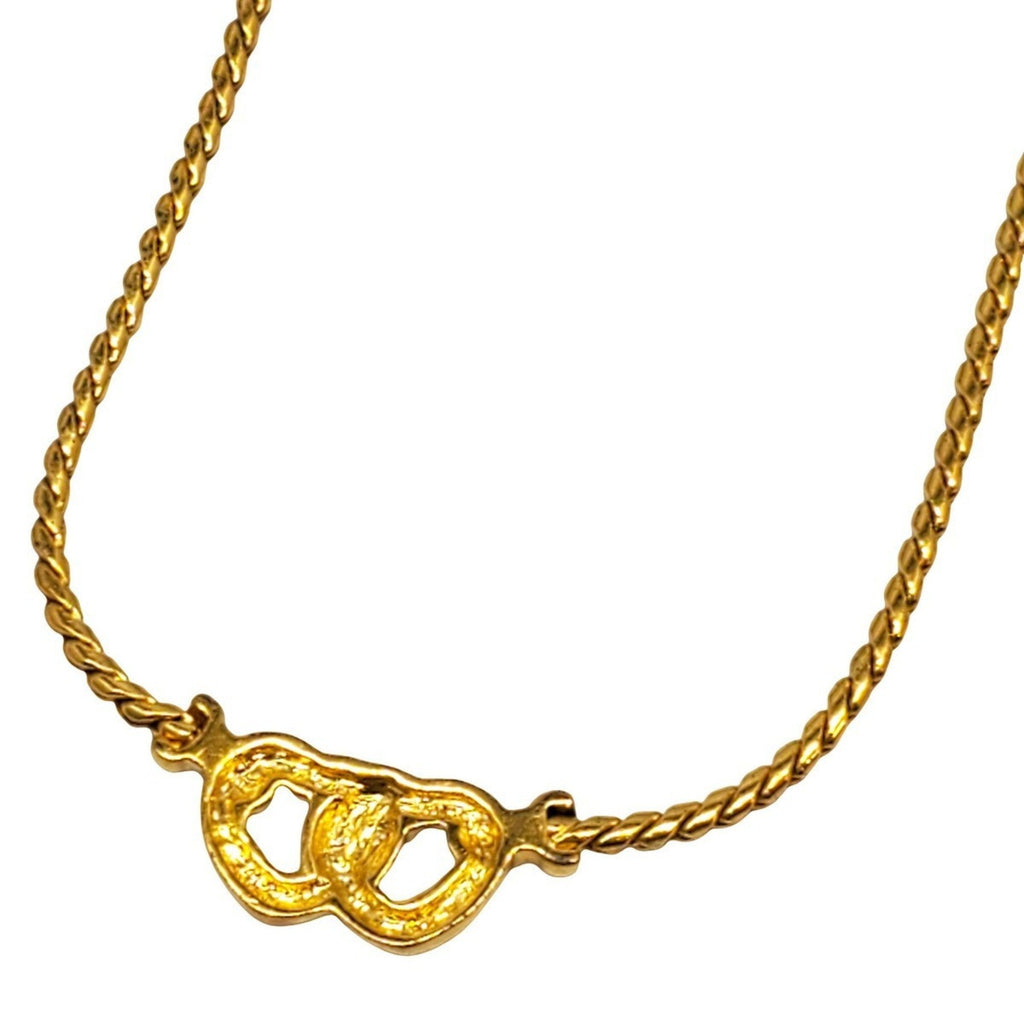 Vintage Double Heart Pendant Necklace Gold