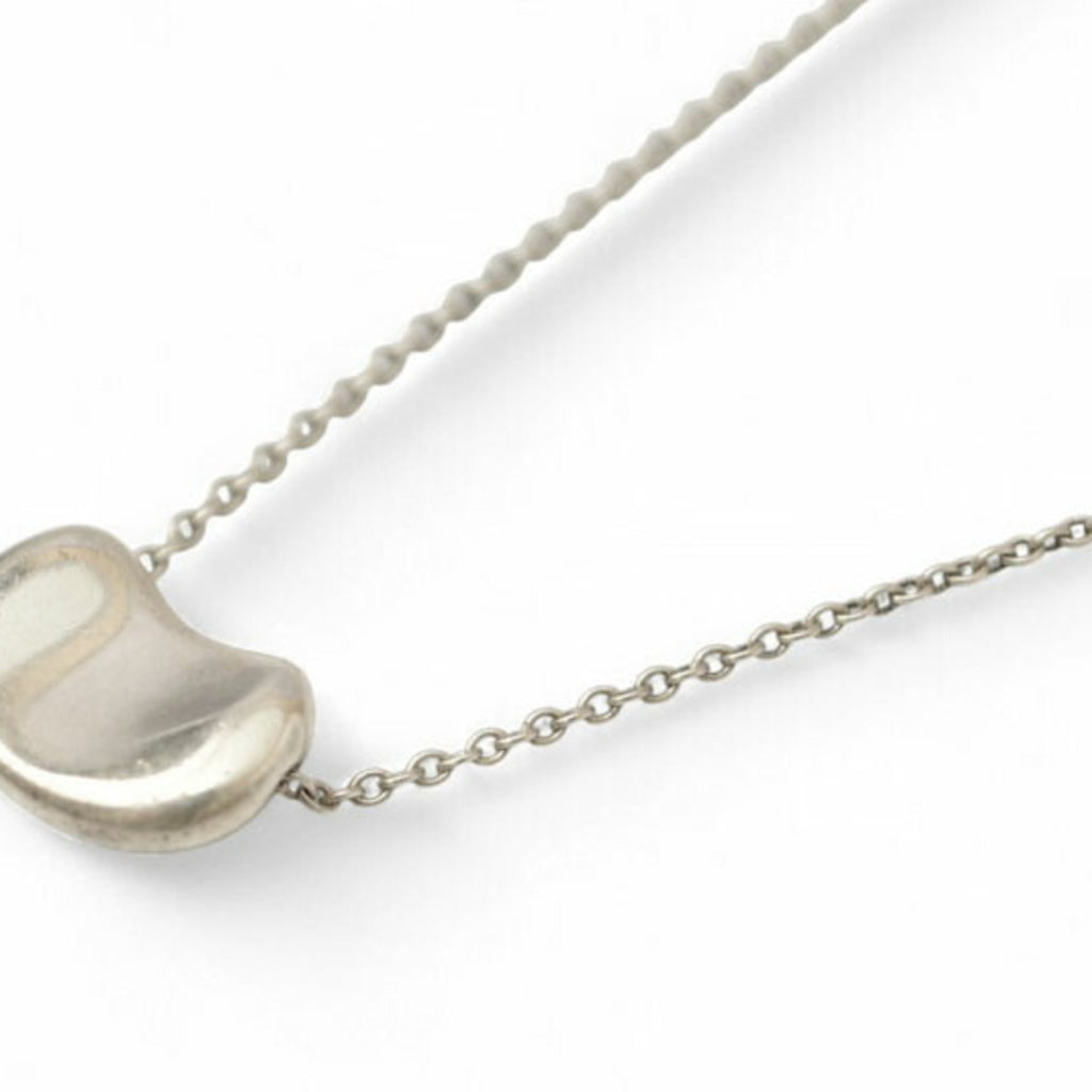 Bean Pendant Necklace Sterling Silver 8mm