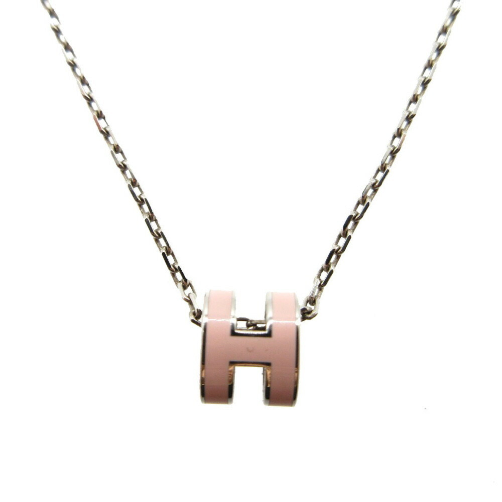 Pop Ash Pendant Necklace Metal Pink and Silver Mini