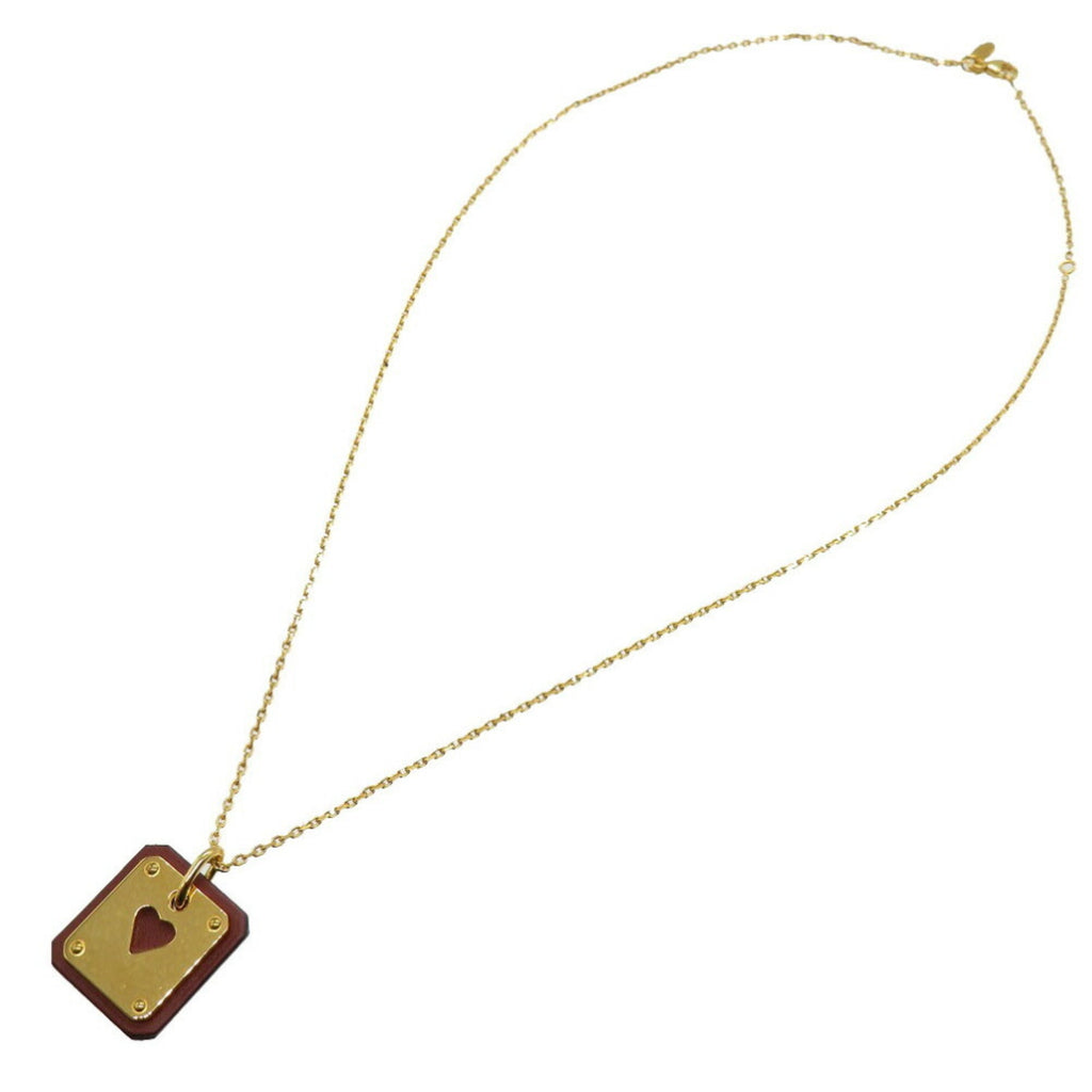 Pendant Necklace Metal and Swift Leather Gold