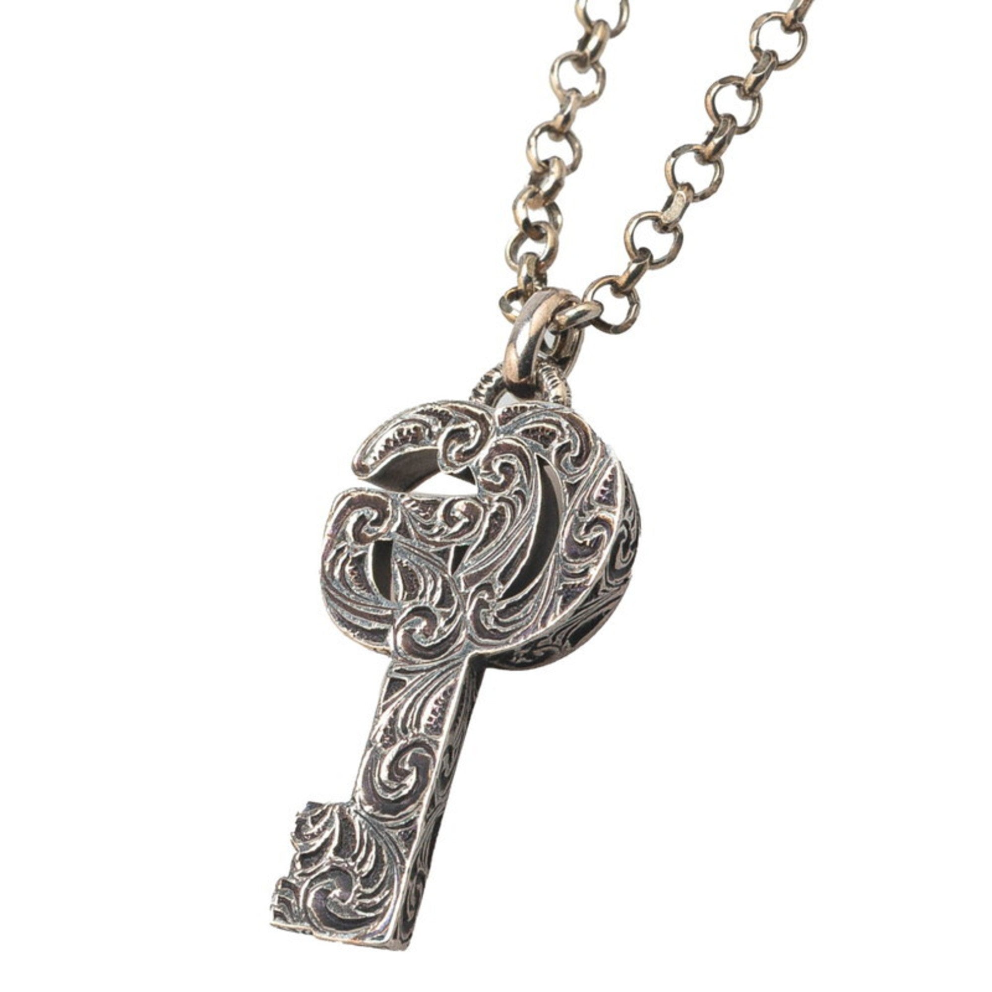 Double G Key Pendant Necklace Sterling Silver