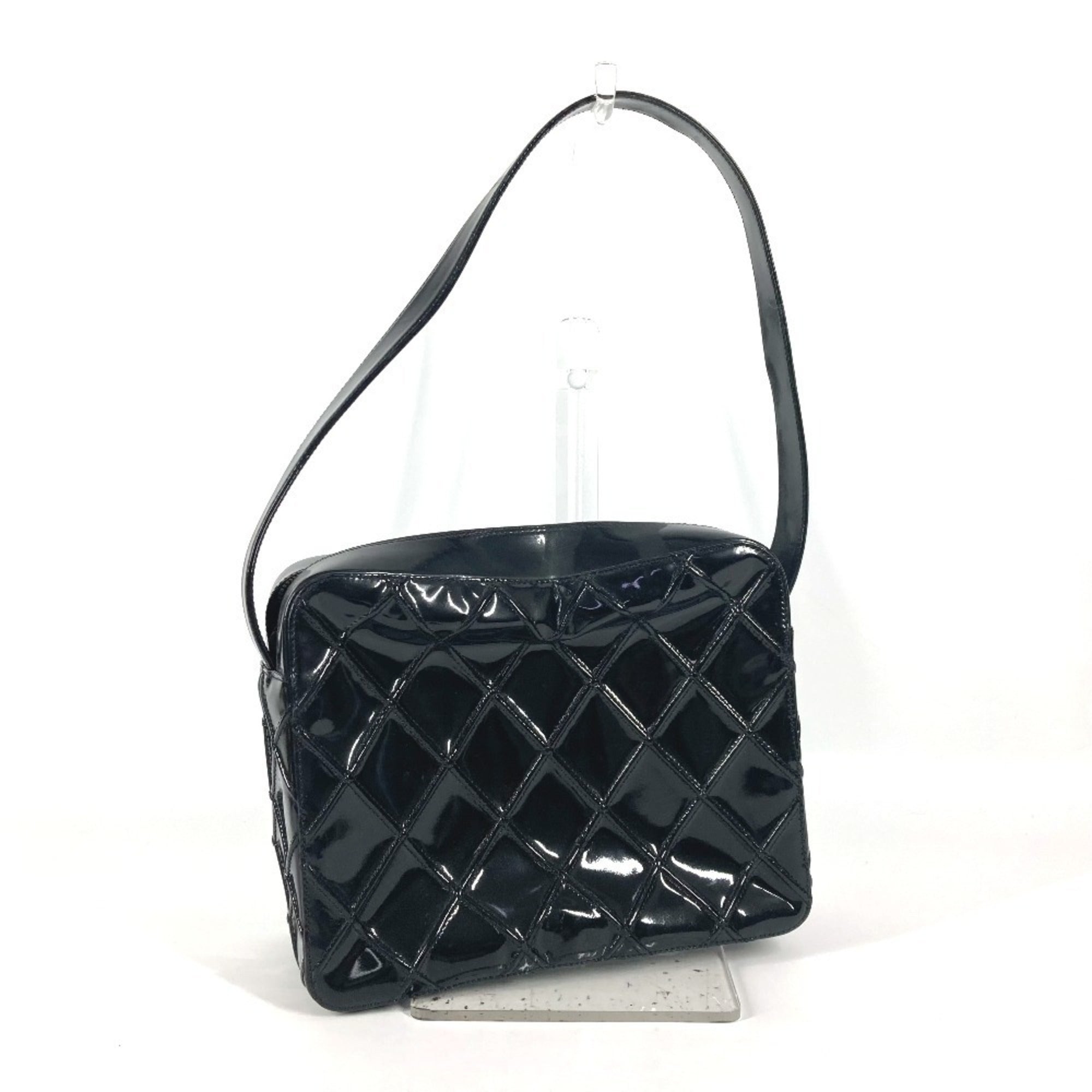Vintage Pocket Shoulder Bag Quilted Patent Small