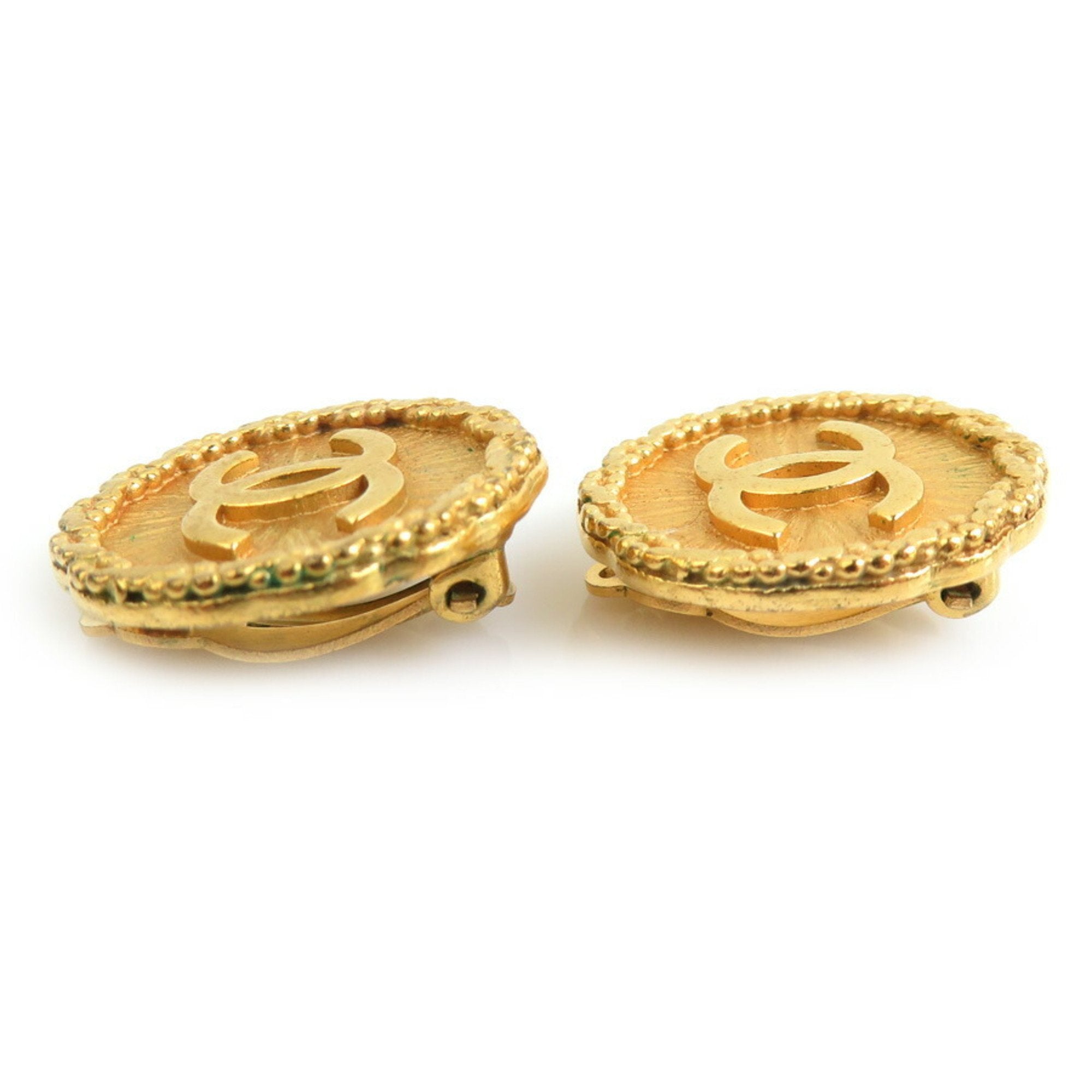 CC Logo Clip-On Earrings Gold-Tone Metal Gold-Tone Metal