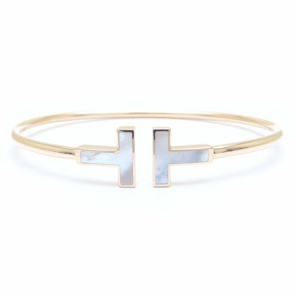 T Wire Bracelet 18K Rose Gold with Mother of Pearl