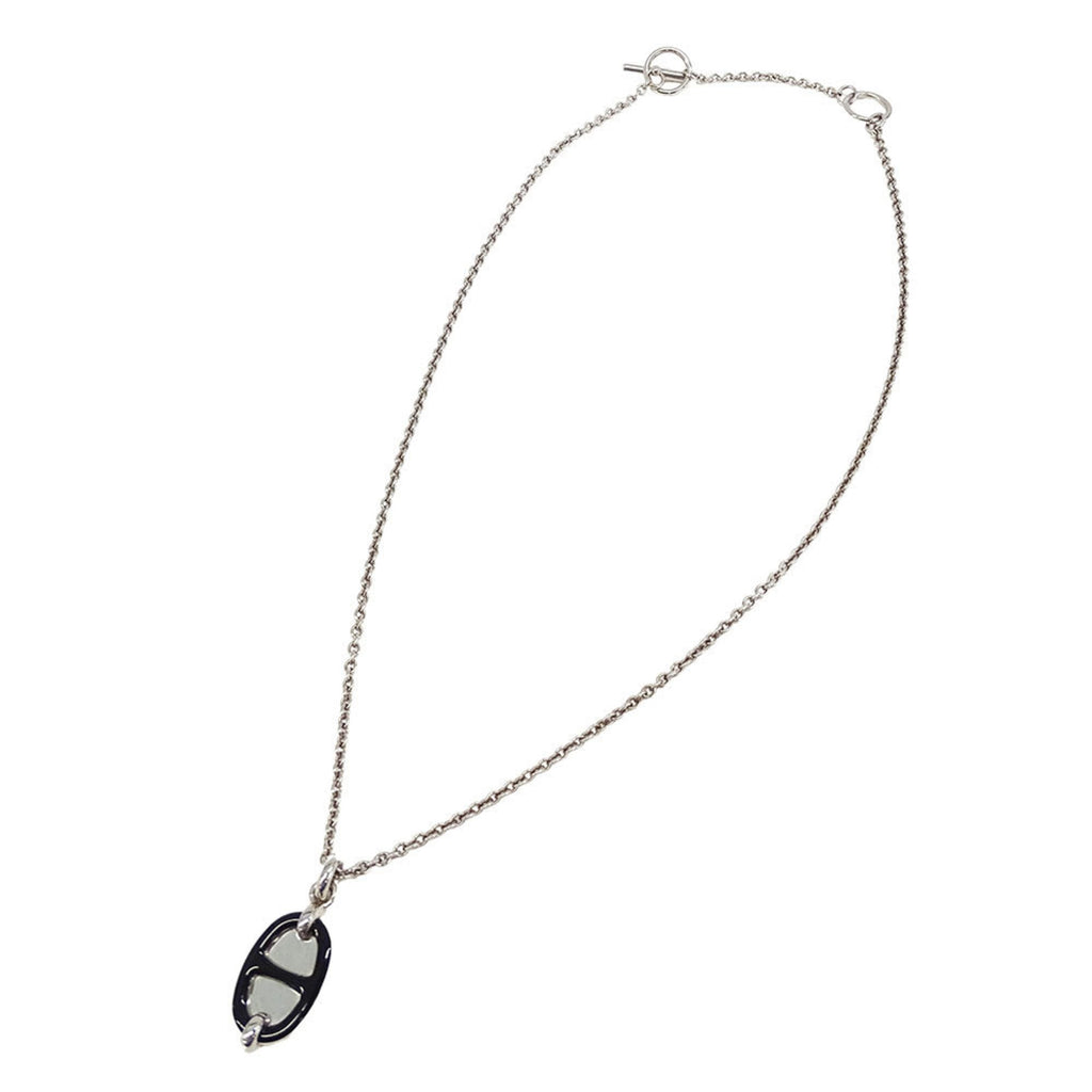 Mini Maillon Pendant Necklace Metal Black and Silver