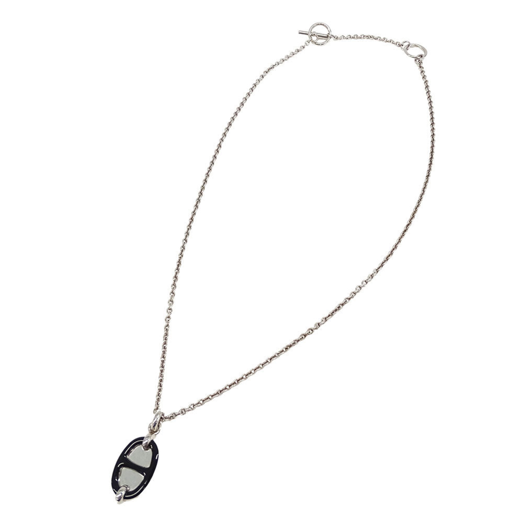 Mini Maillon Pendant Necklace Metal Black and Silver