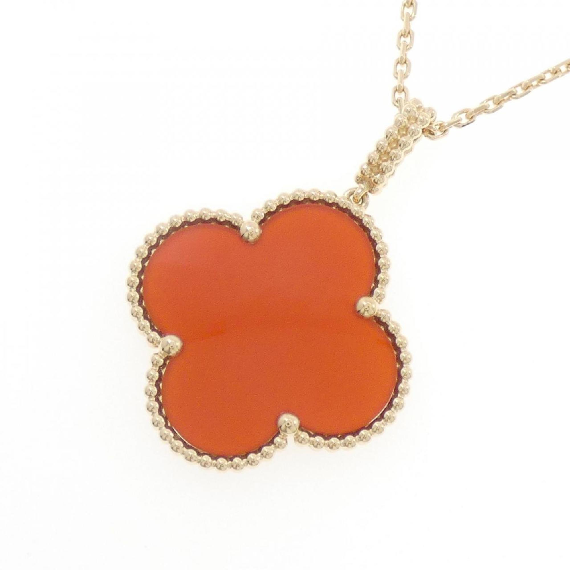 Alhambra Pendant Necklace 18K Yellow Gold and Carnelian