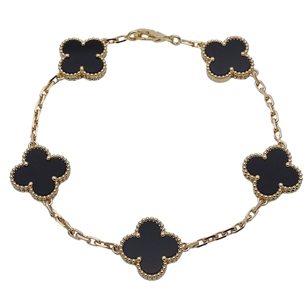 Vintage Alhambra Bracelet 18K Yellow Gold and Onyx