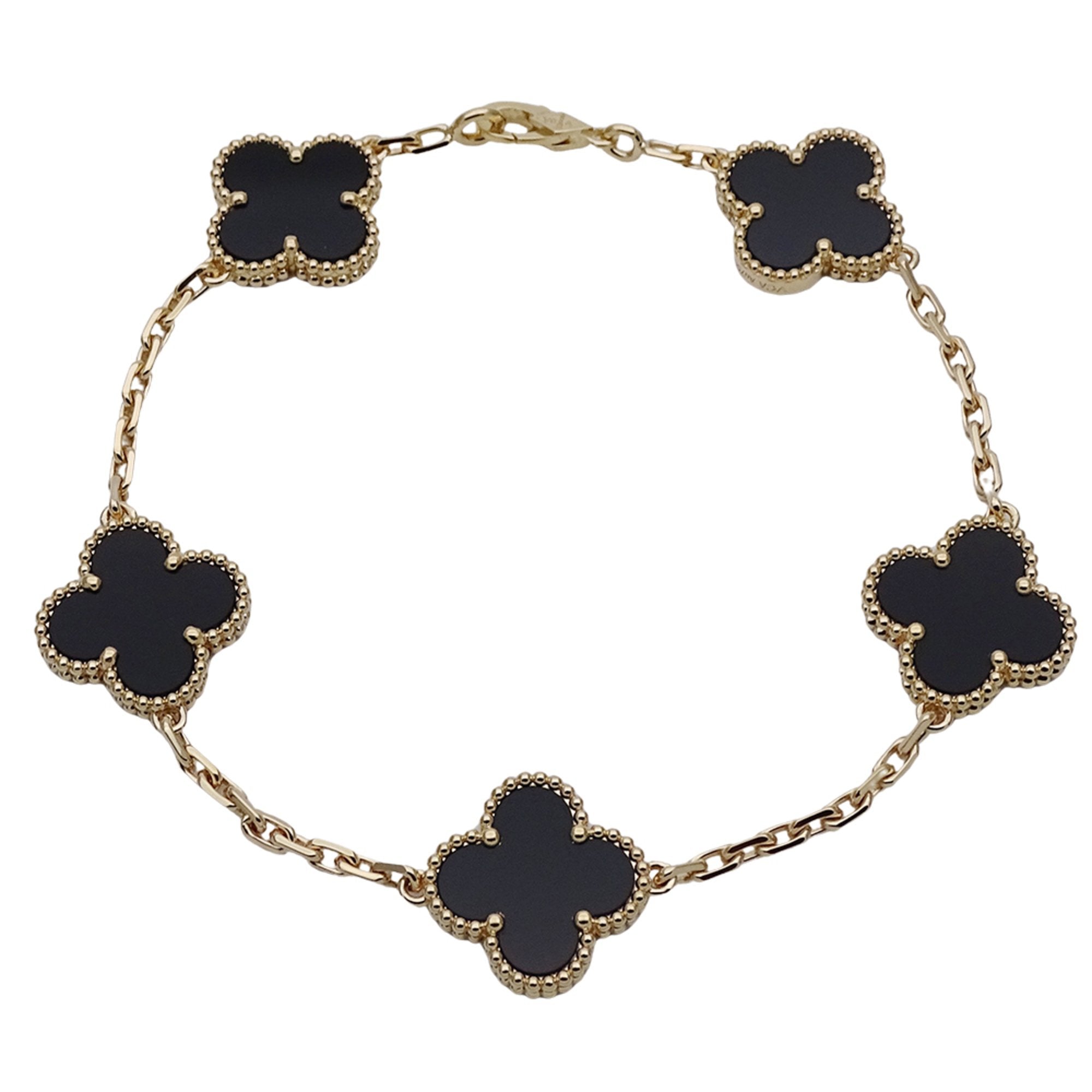 Vintage Alhambra Bracelet 18K Yellow Gold and Onyx