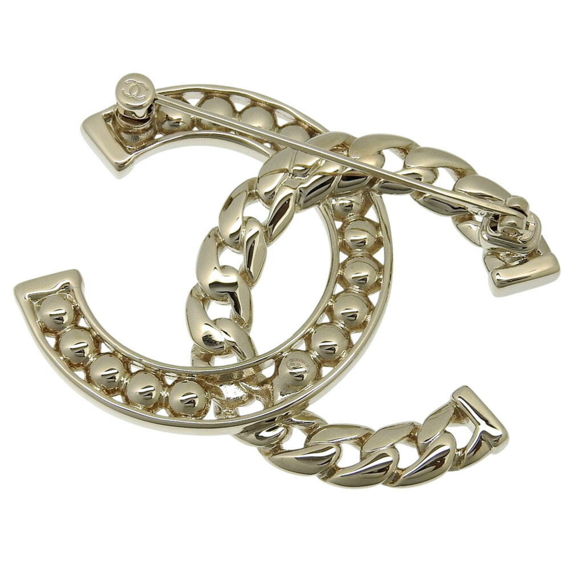 CC Logo Brooch Gold-Tone Metal