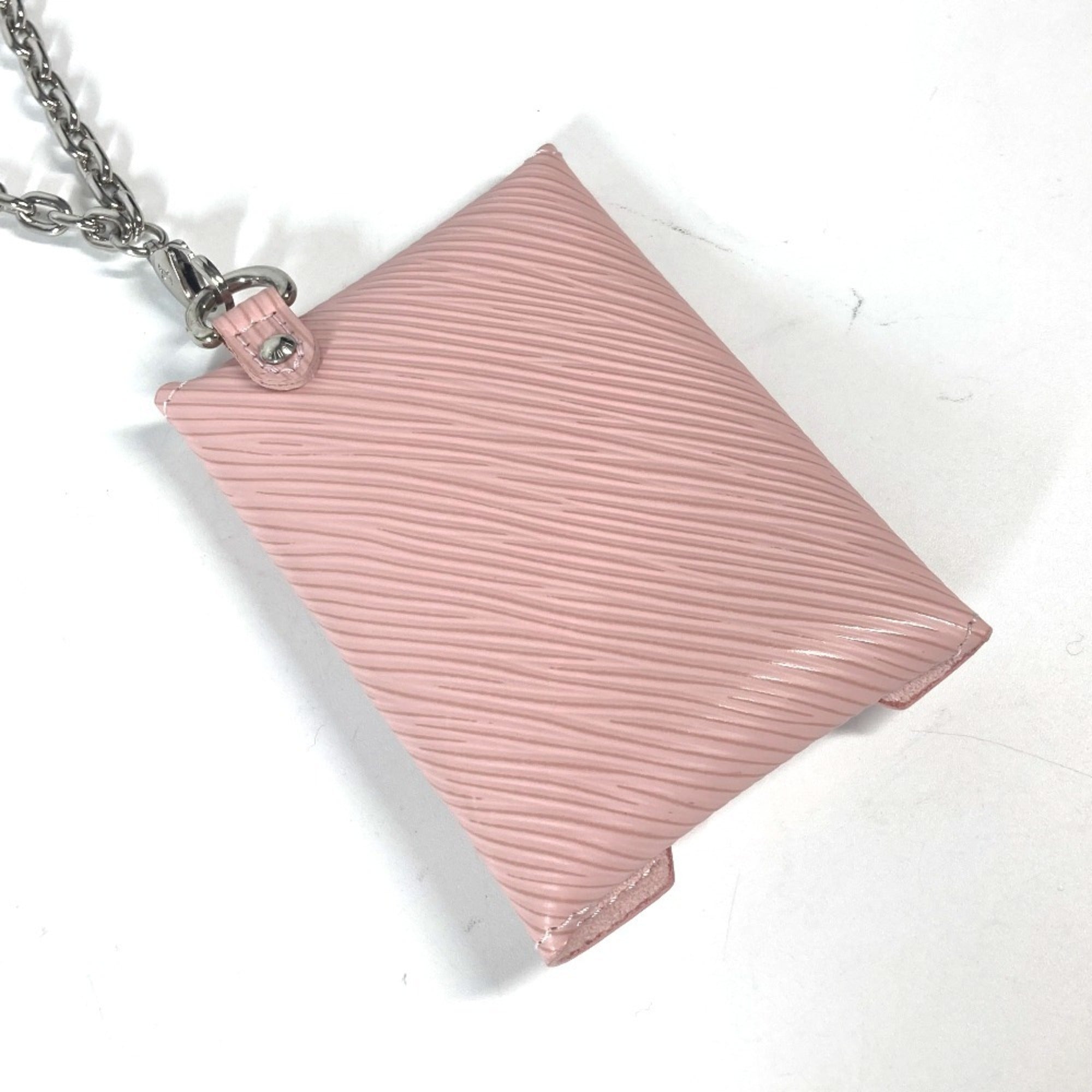 Pendant Necklace Epi Leather Pink