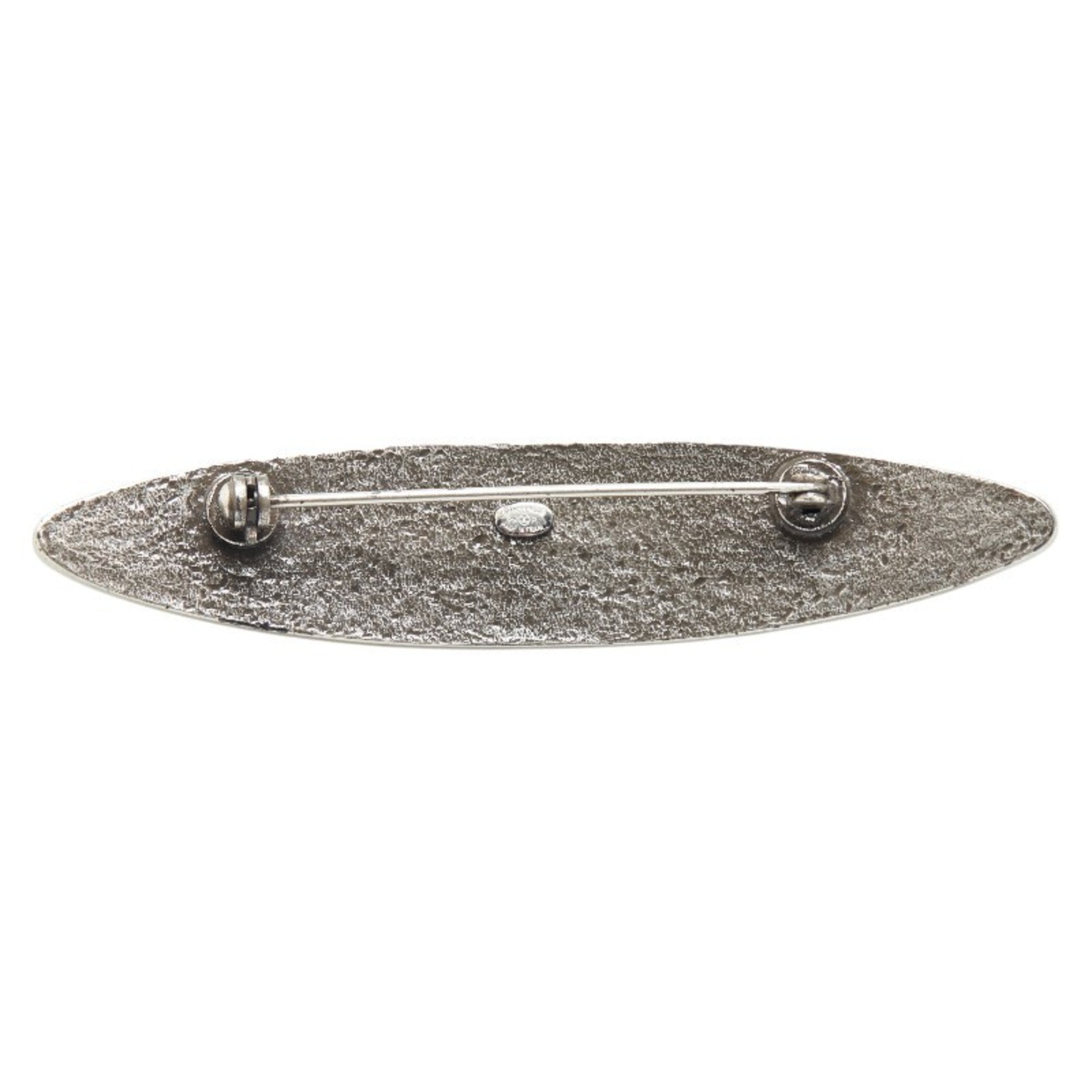 CC Logo Brooch Silver-Tone Metal