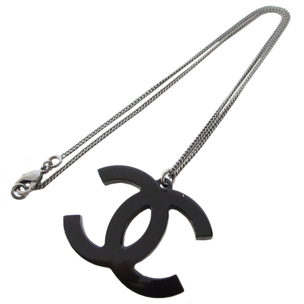CC Logo Pendant Necklace Silver-Tone Metal