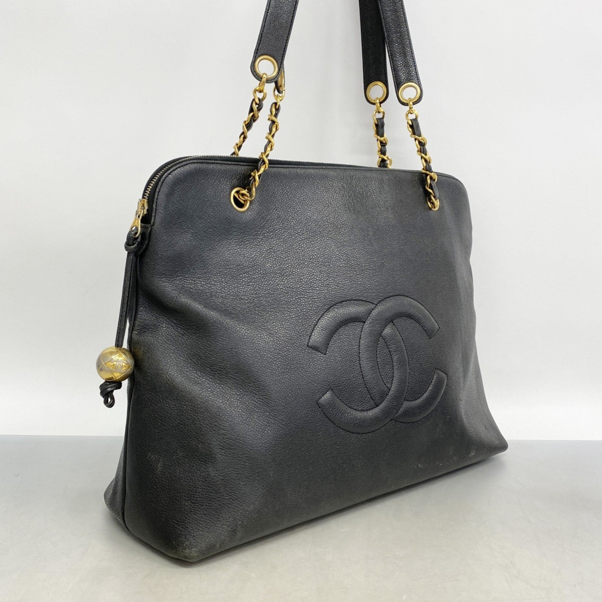 Vintage Timeless Zip Tote Caviar Large