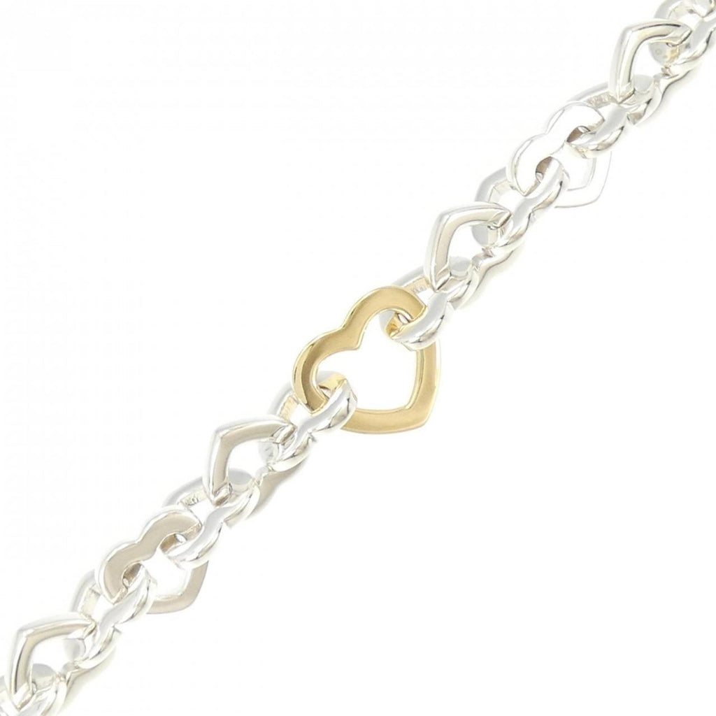 Heart Link Bracelet Sterling Silver and 18K Yellow Gold