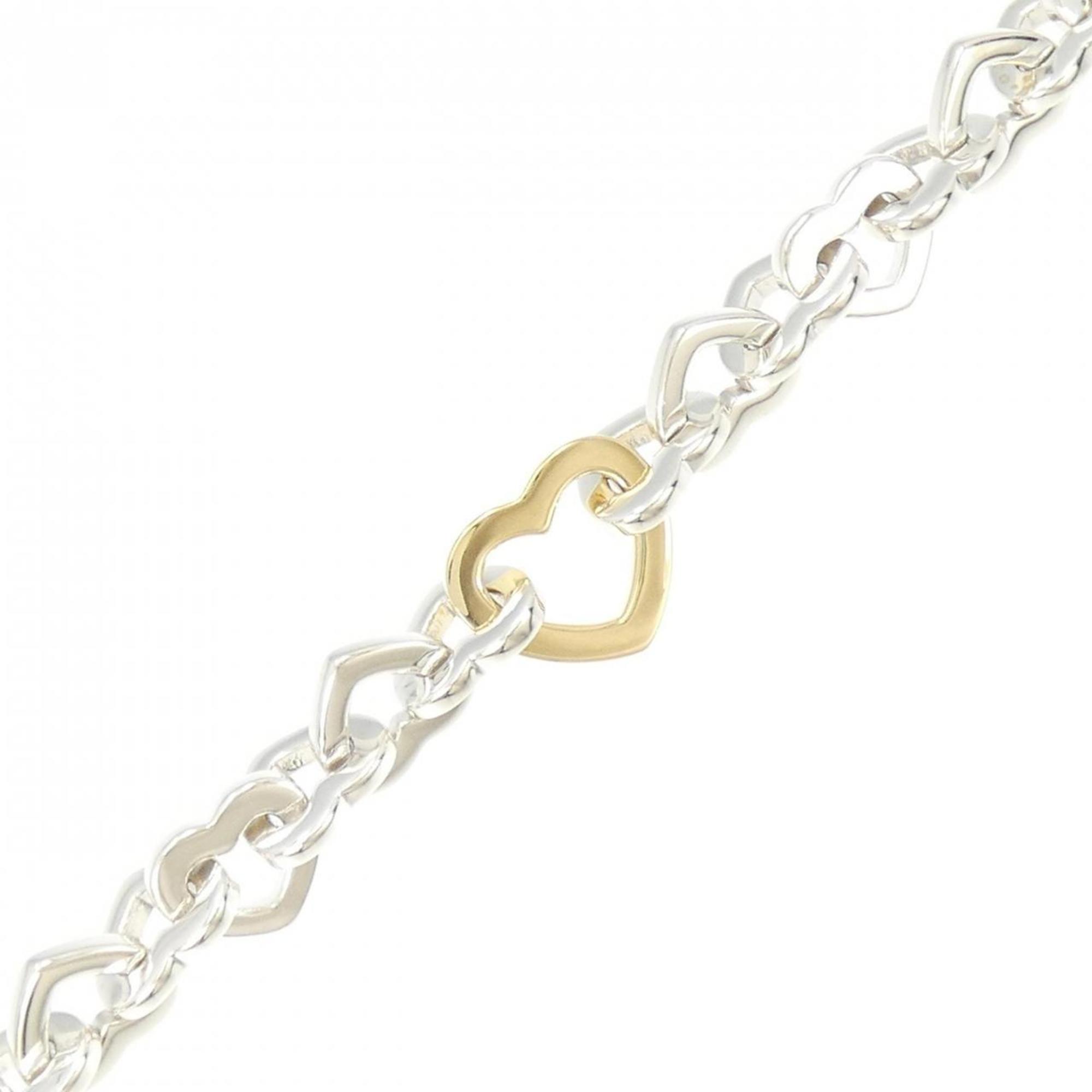 Heart Link Bracelet Sterling Silver and 18K Yellow Gold
