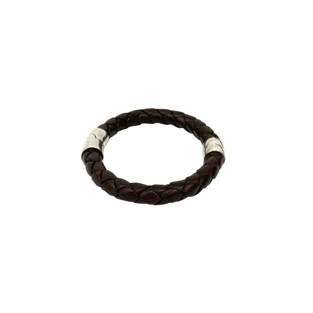 Intrecciato Bracelet Leather and Sterling Silver