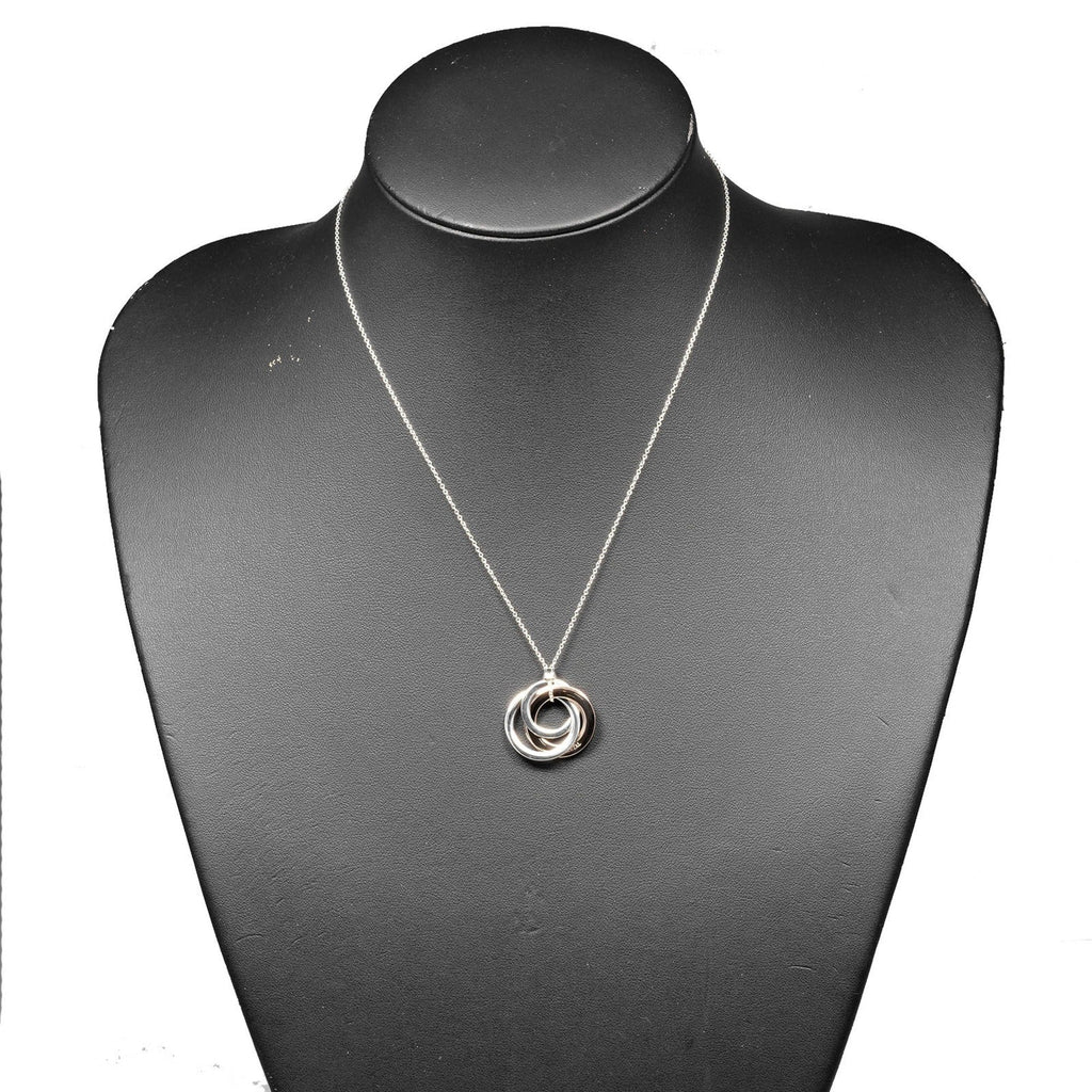 Interlocking Circle Pendant Necklace Metal and Sterling Silver