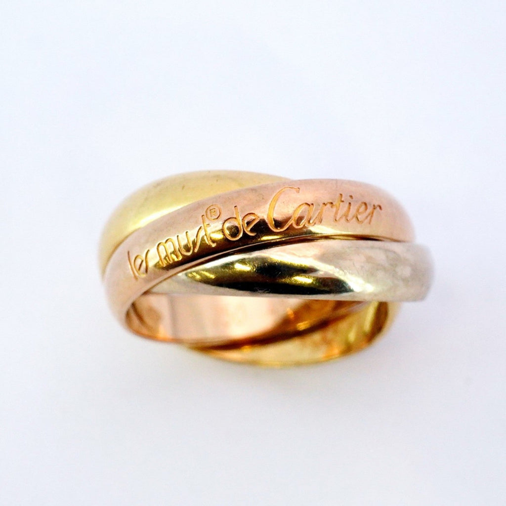 Vendome Louis Cartier Band Ring 18K Tricolor Gold