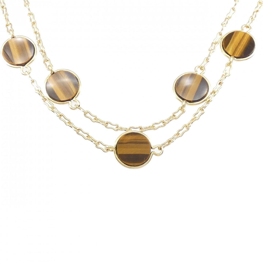 Pendant Necklace 18K Yellow Gold with Tiger Eye
