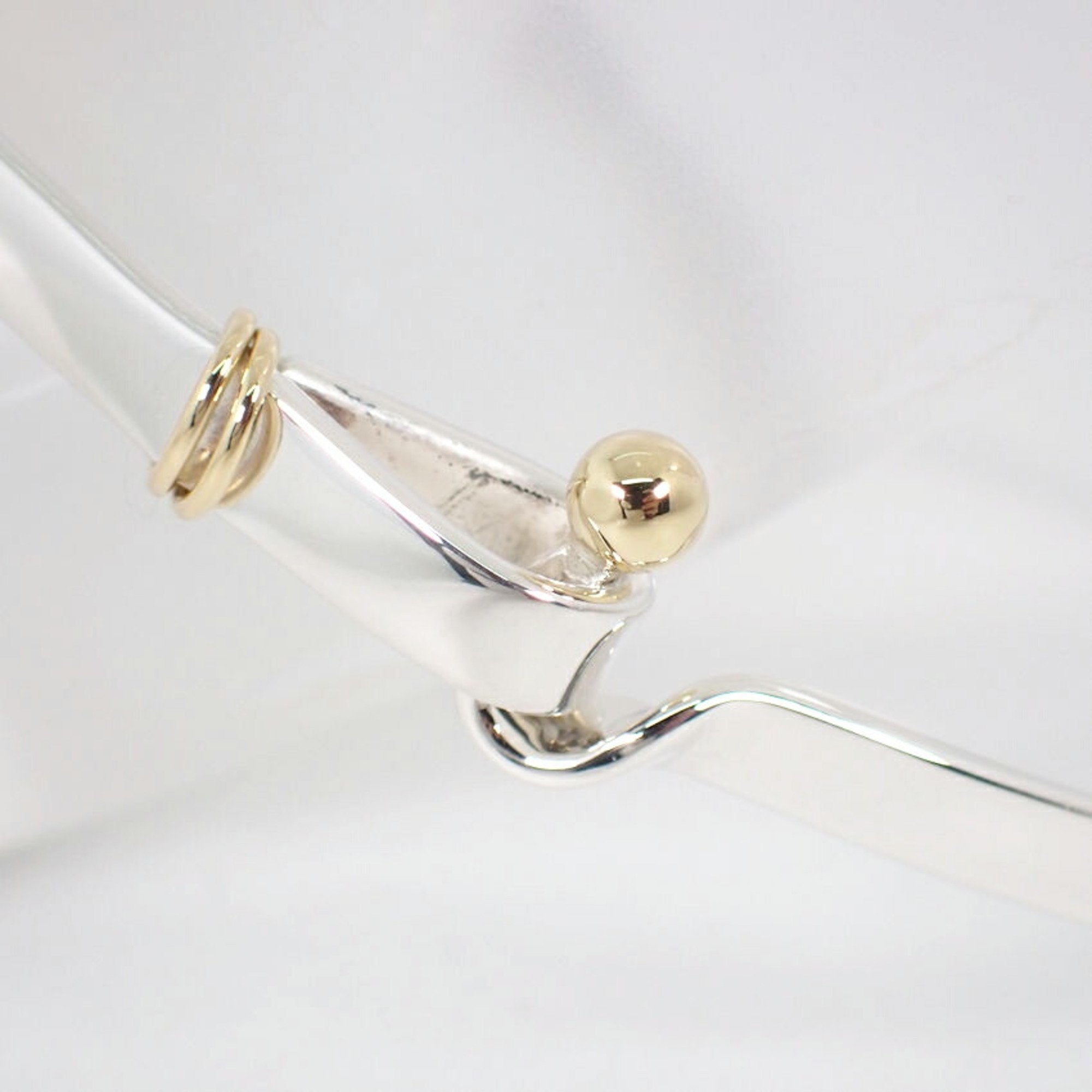 Hook and Eye Bangle Sterling Silver and 18K Yellow Gold Bracelet