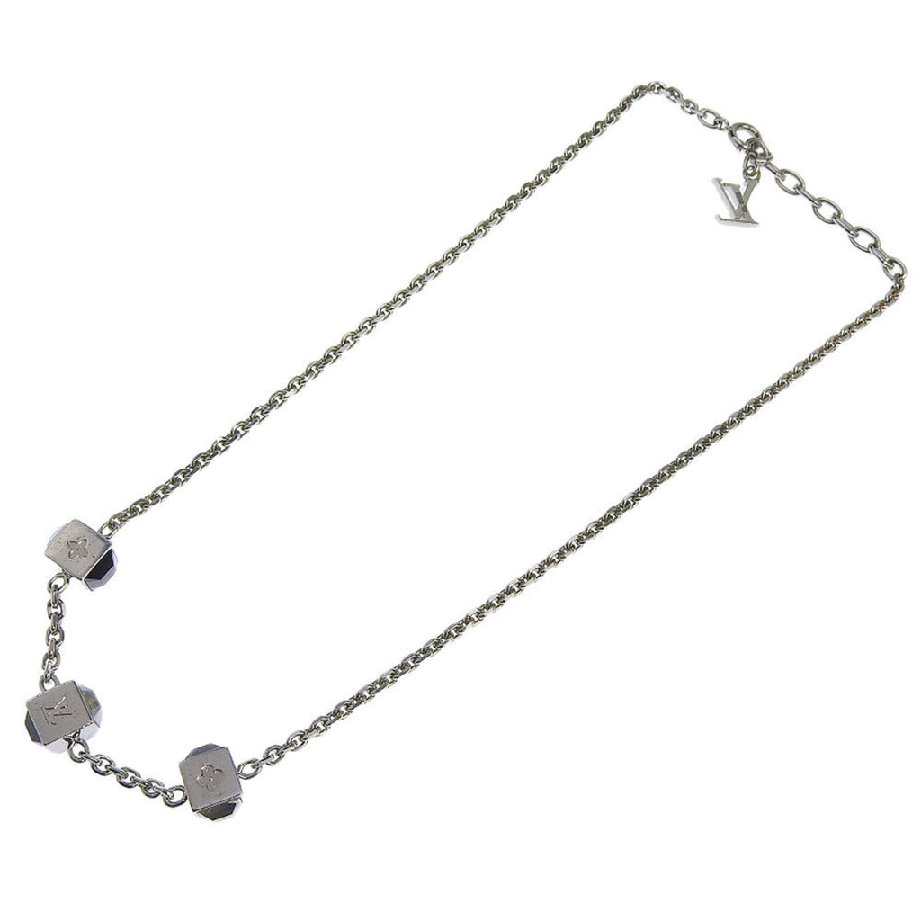 Monogram Pendant Necklace Metal with Color Stone