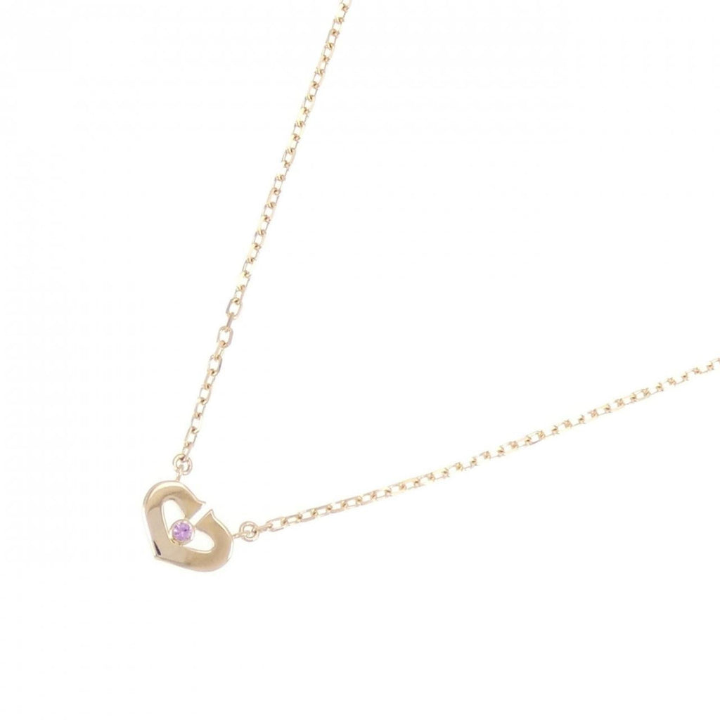 C Heart Pendant Necklace 18K Rose Gold