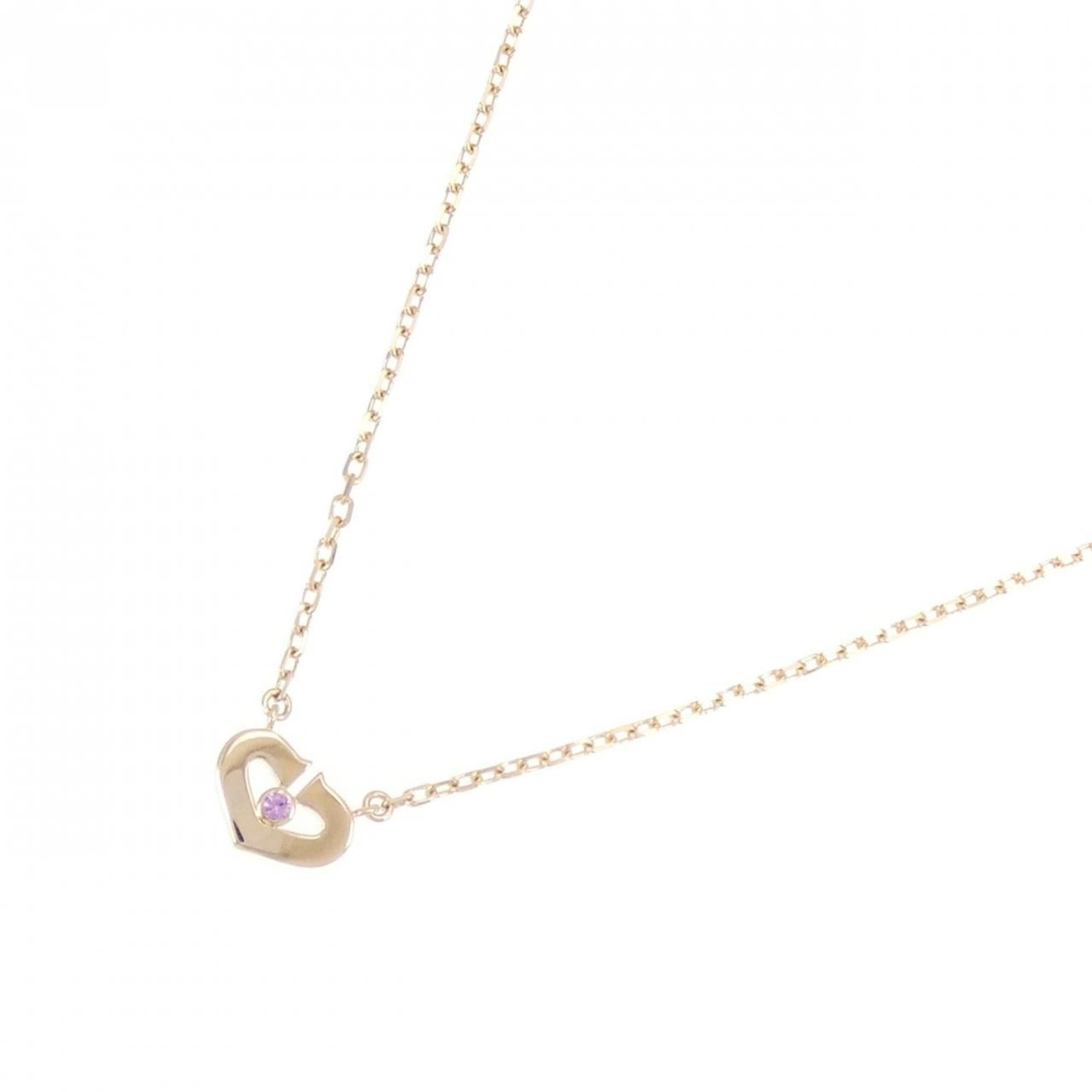 C Heart Pendant Necklace 18K Rose Gold
