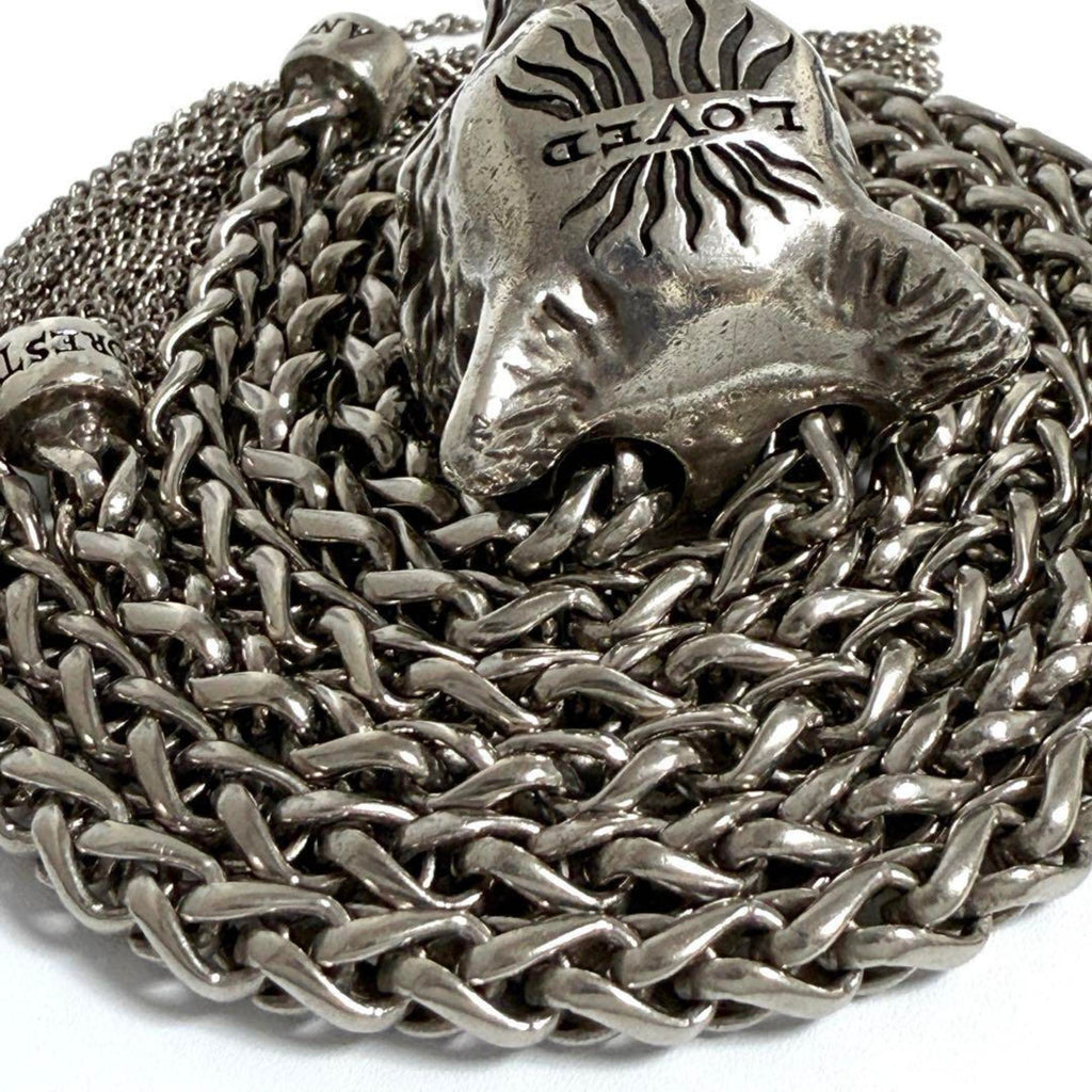 Wolf Anger Forest Pendant Necklace Sterling Silver