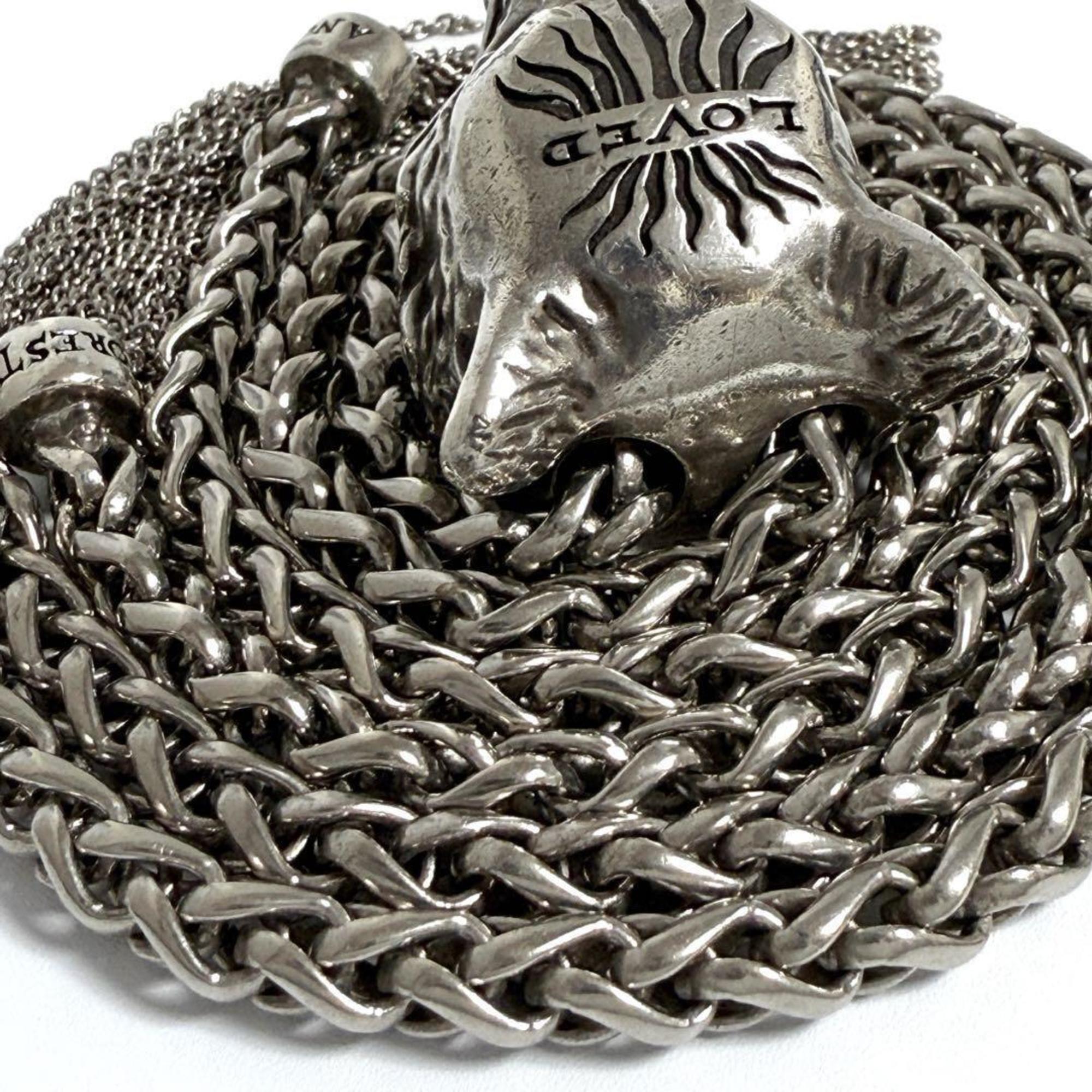 Wolf Anger Forest Pendant Necklace Sterling Silver