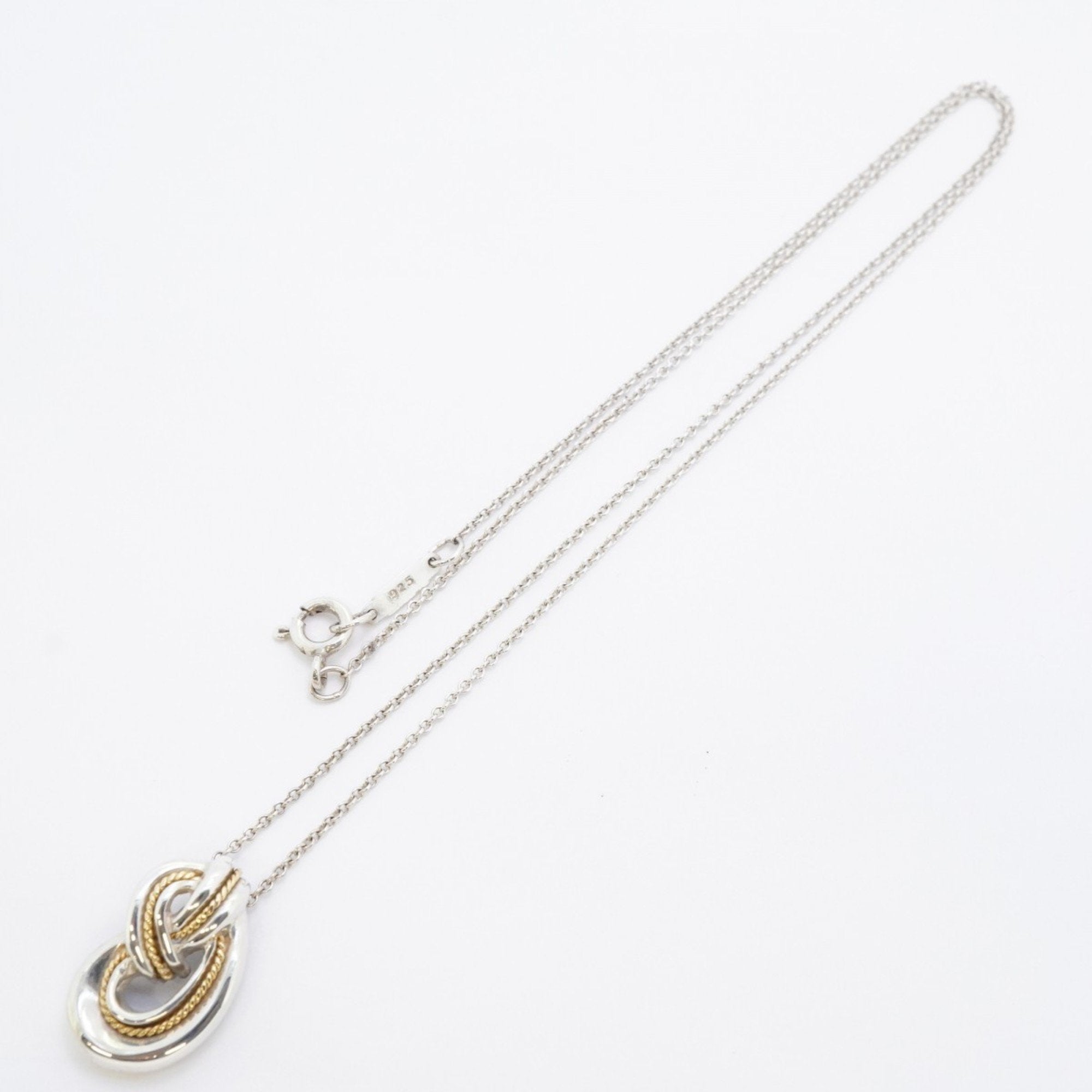 Twisted Knot Rope Pendant Necklace 18K Yellow Gold and Sterling Silver