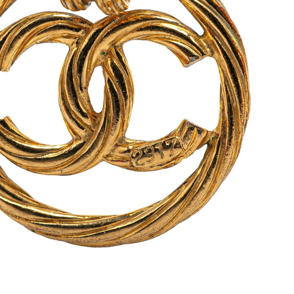 CC Logo Round Circle Earrings Metal Gold-Tone Metal
