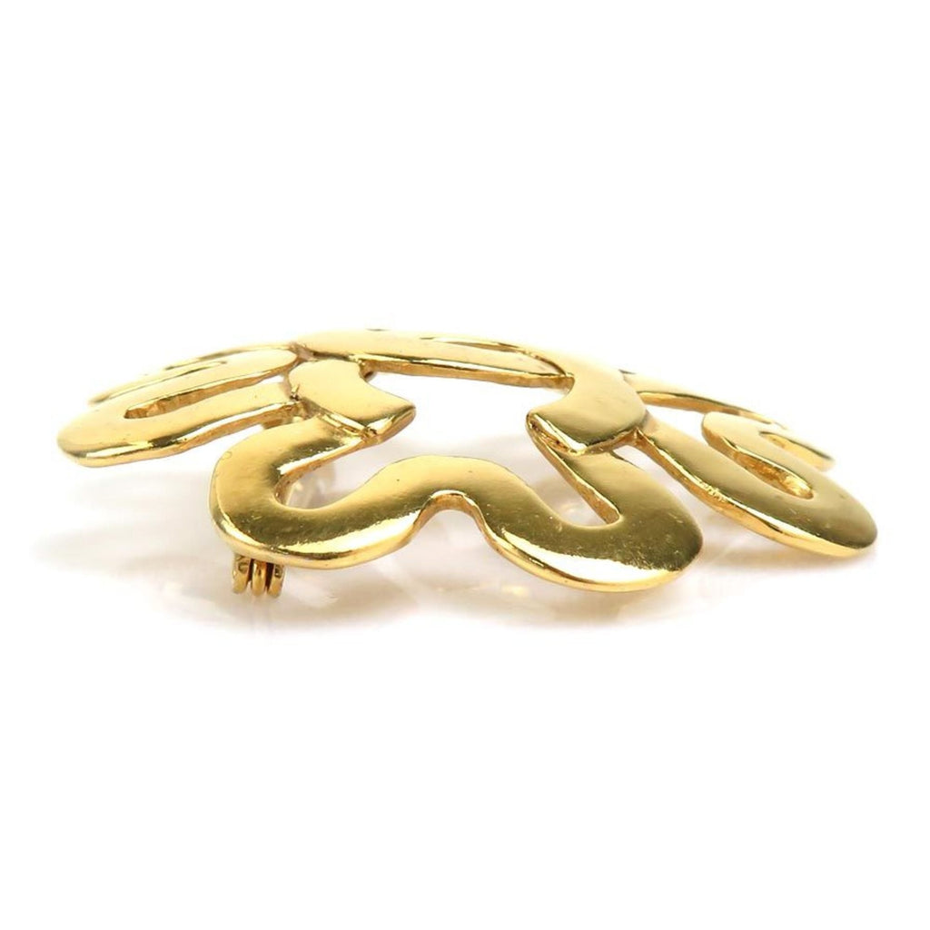 CC Logo Brooch Gold-Tone Metal