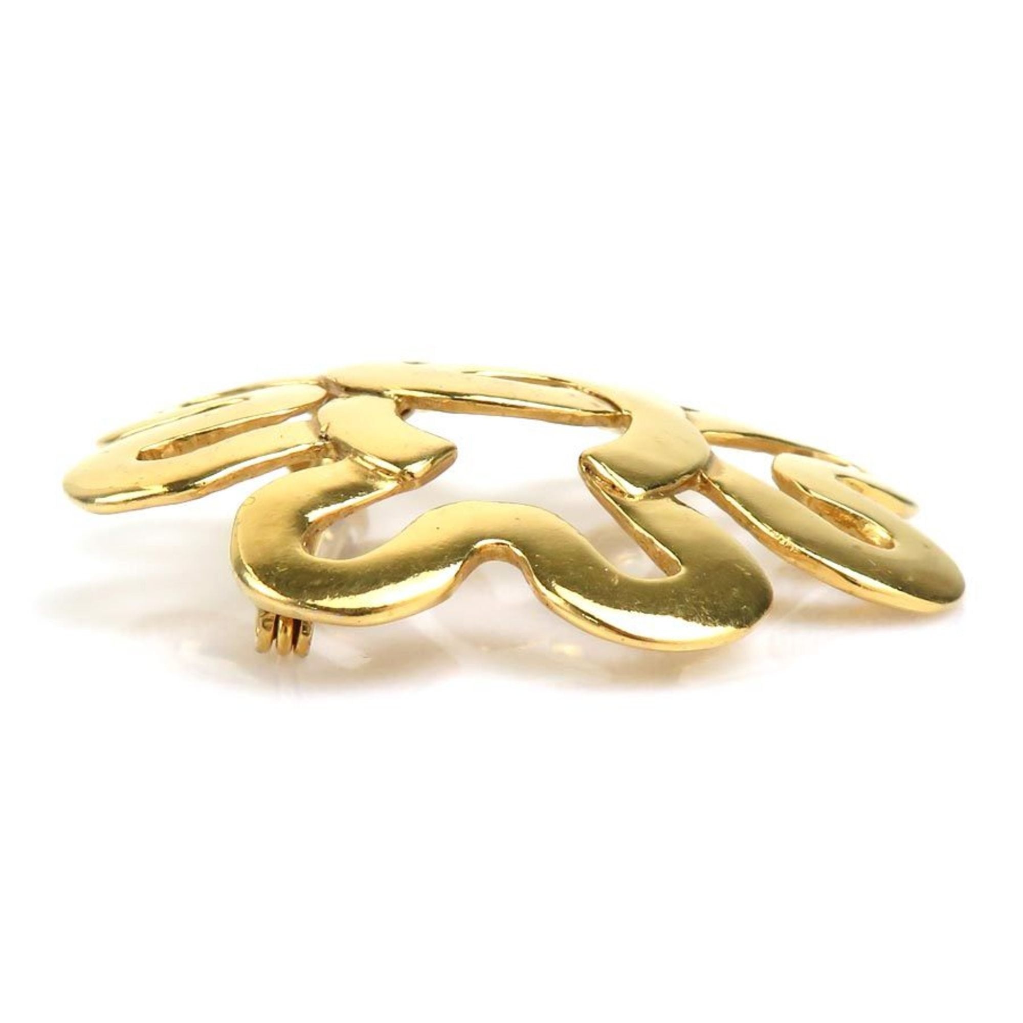 CC Logo Brooch Gold-Tone Metal