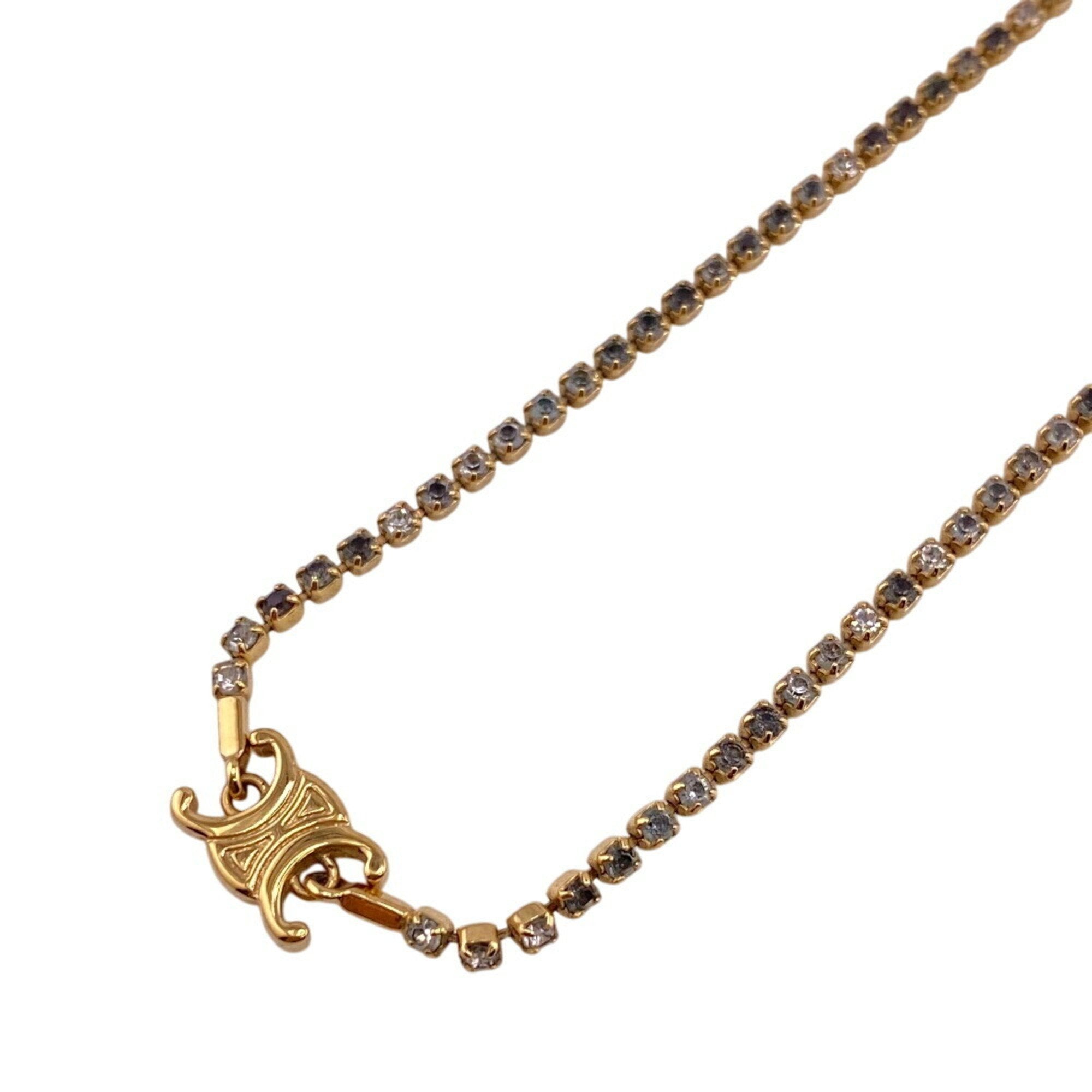 Sparkle Triomphe Pendant Necklace Metal and Rhinestone Gold