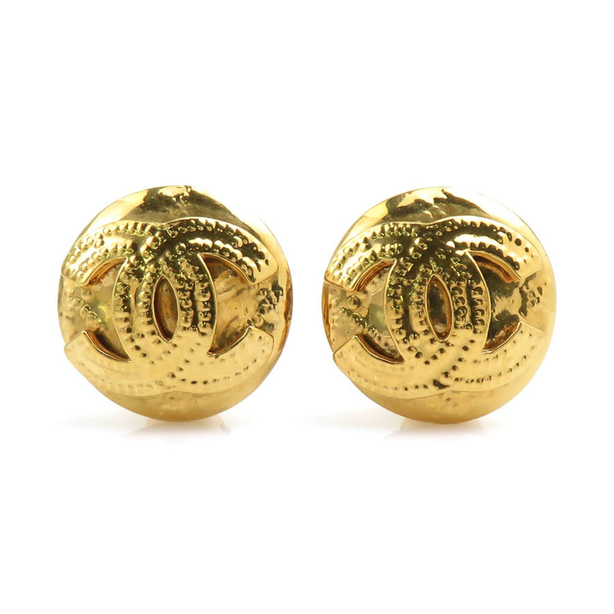 CC Logo Clip-On Earrings Gold-Tone Metal Gold-Tone Metal