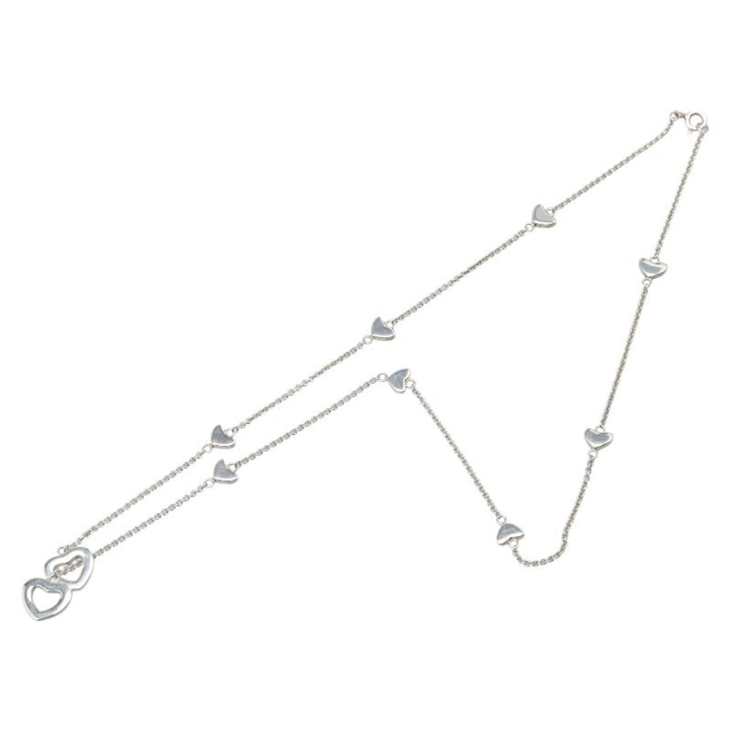 Heart Link Lariat Pendant Necklace Sterling Silver