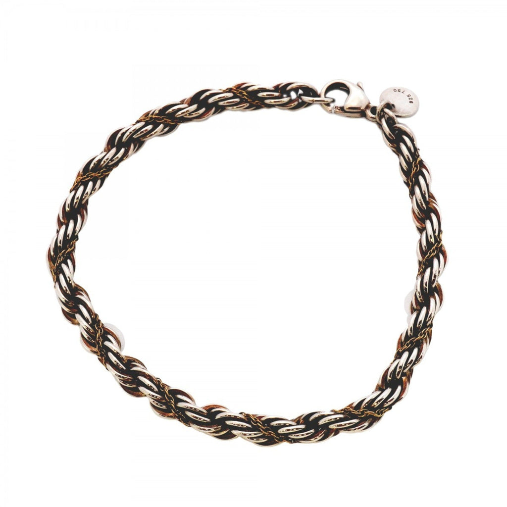 Twisted Rope Bracelet 18K Yellow Gold and Sterling Silver